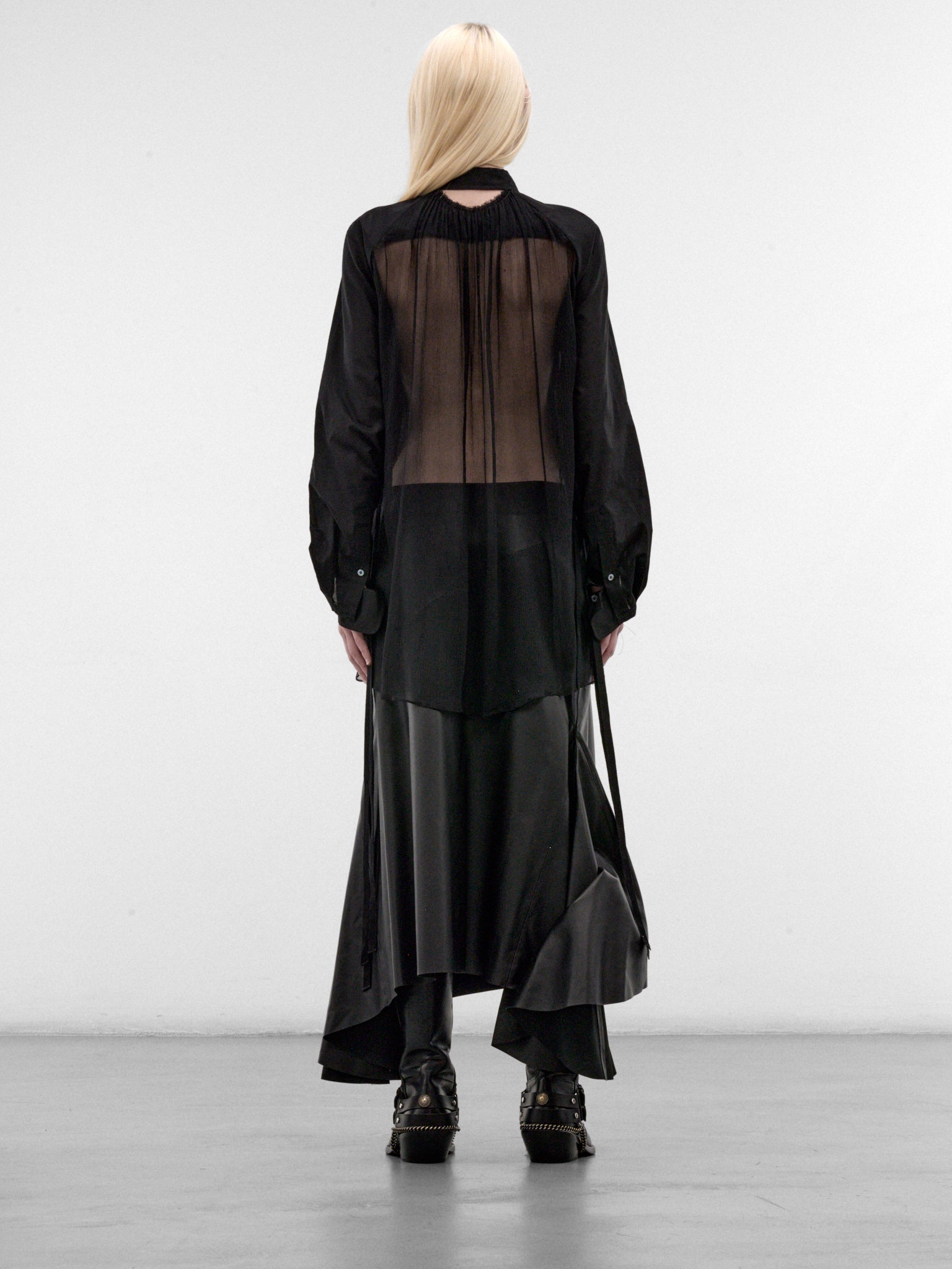 Sini Black Silk Draped Blouse (B0014338-FA026-BLACK)