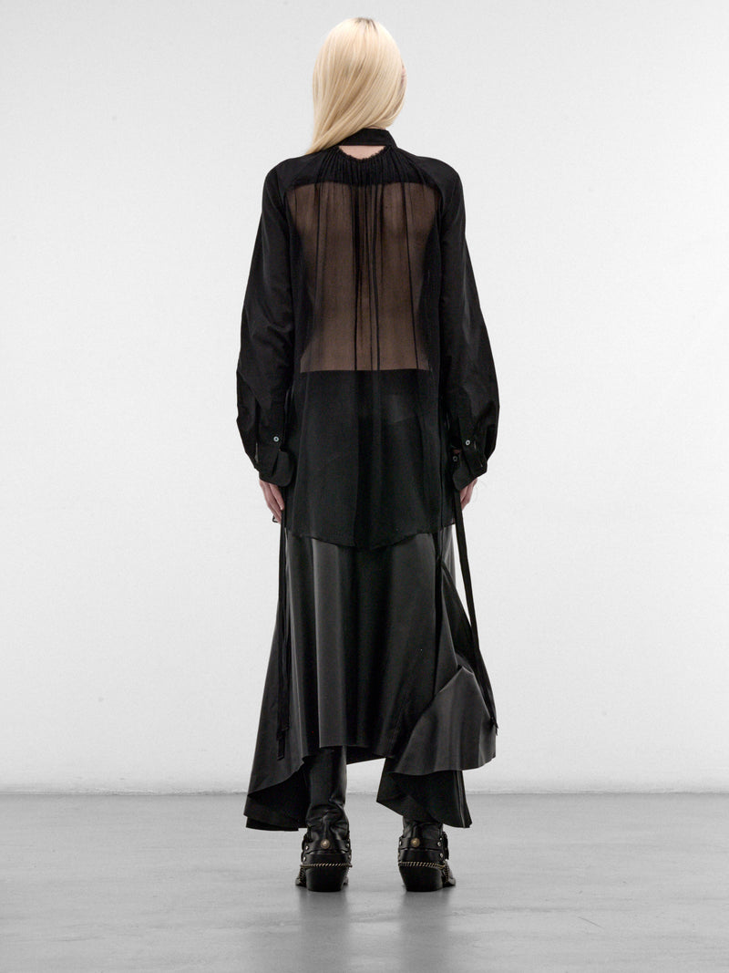 Sini Black Silk Draped Blouse (B0014338-FA026-BLACK)