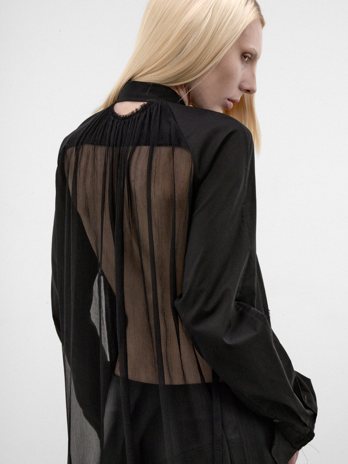 Sini Black Silk Draped Blouse (B0014338-FA026-BLACK)