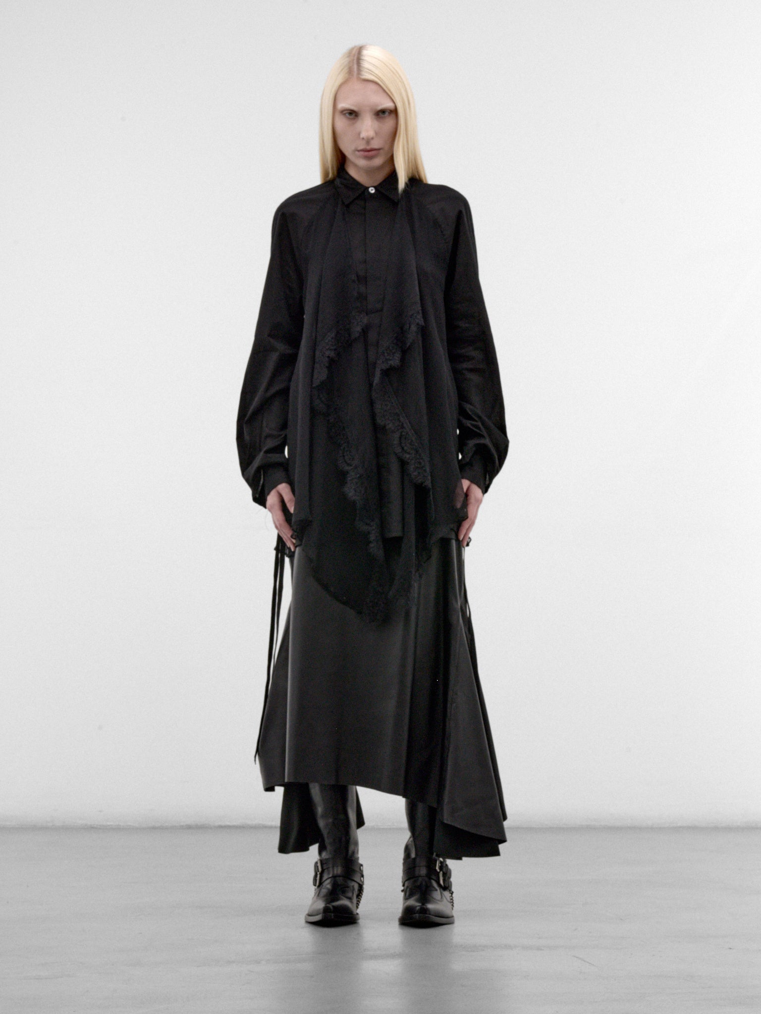 Sini Black Silk Draped Blouse (B0014338-FA026-BLACK)
