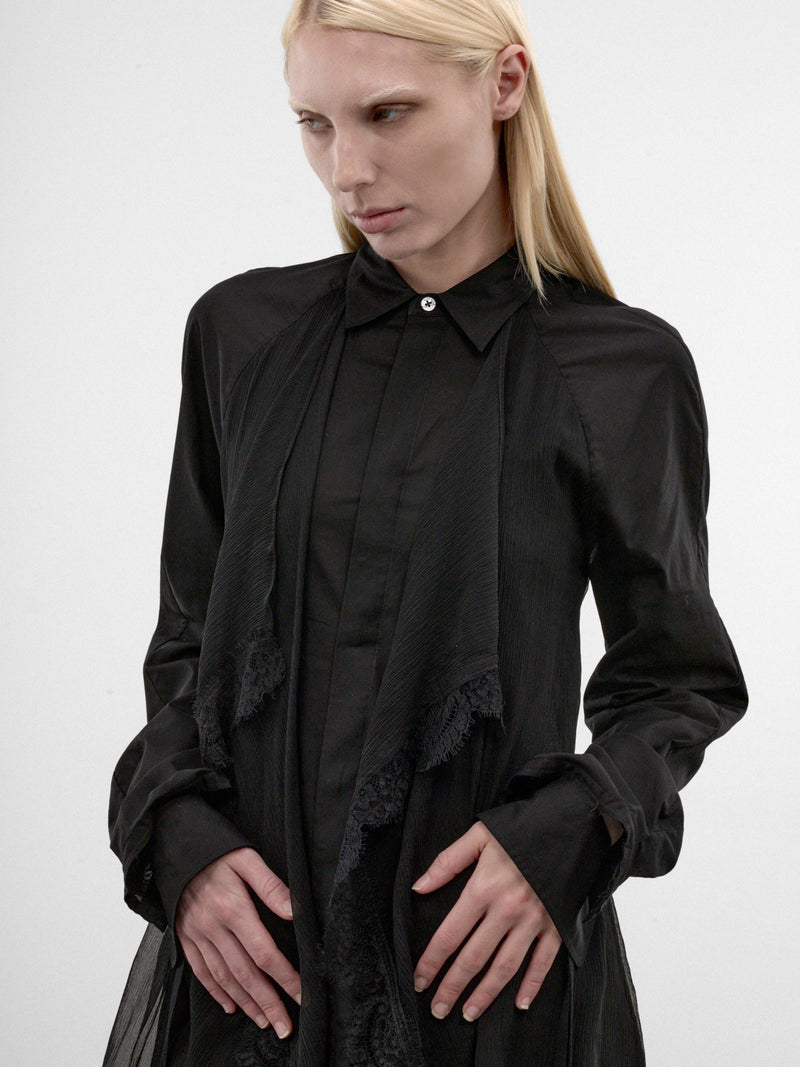 Sini Black Silk Draped Blouse (B0014338-FA026-BLACK)