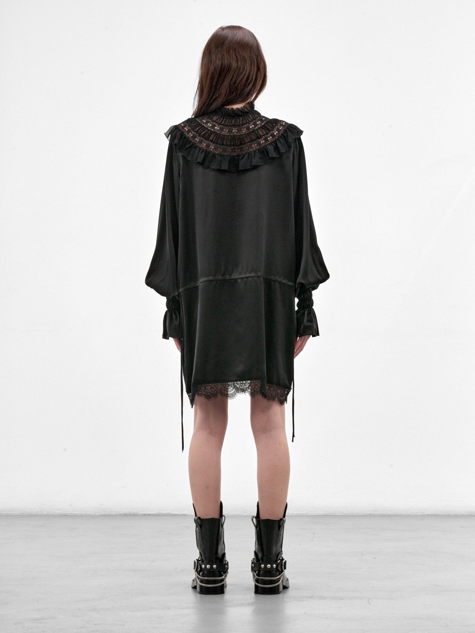 Armida Silk Ruffled Mini Dress (B0014415-FA134-BLACK)