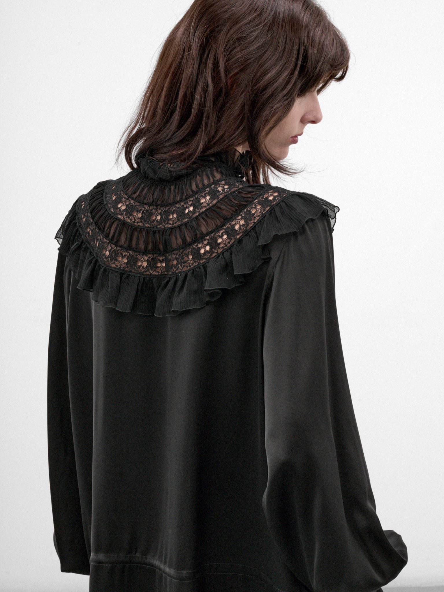 Armida Silk Ruffled Mini Dress (B0014415-FA134-BLACK)
