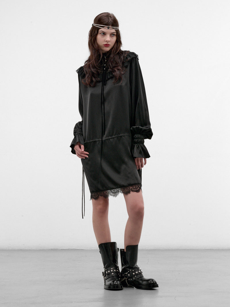 Armida Silk Ruffled Mini Dress (B0014415-FA134-BLACK)