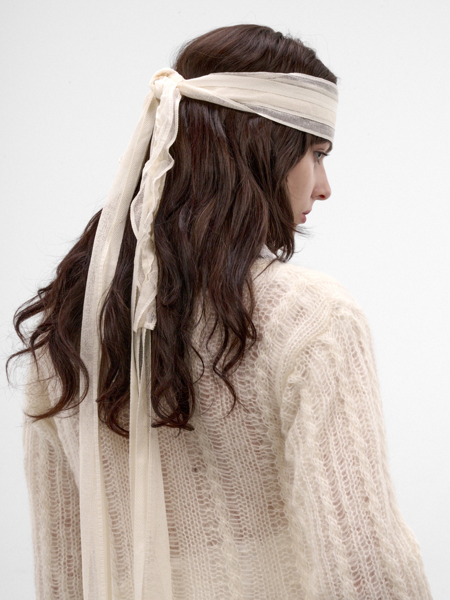 Joella Gathered Ribbon Tulle Band (B0014433-RB033-IVORY)