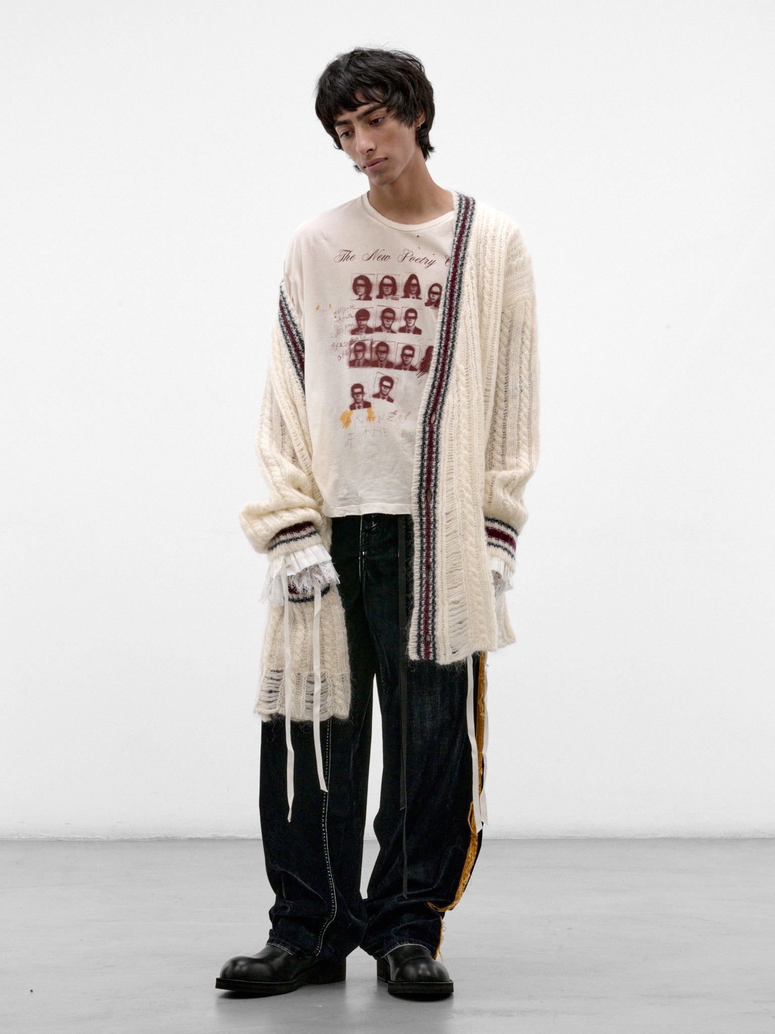 Hanno Flocked Wide Trousers (B0014474-FA773-NAVY)