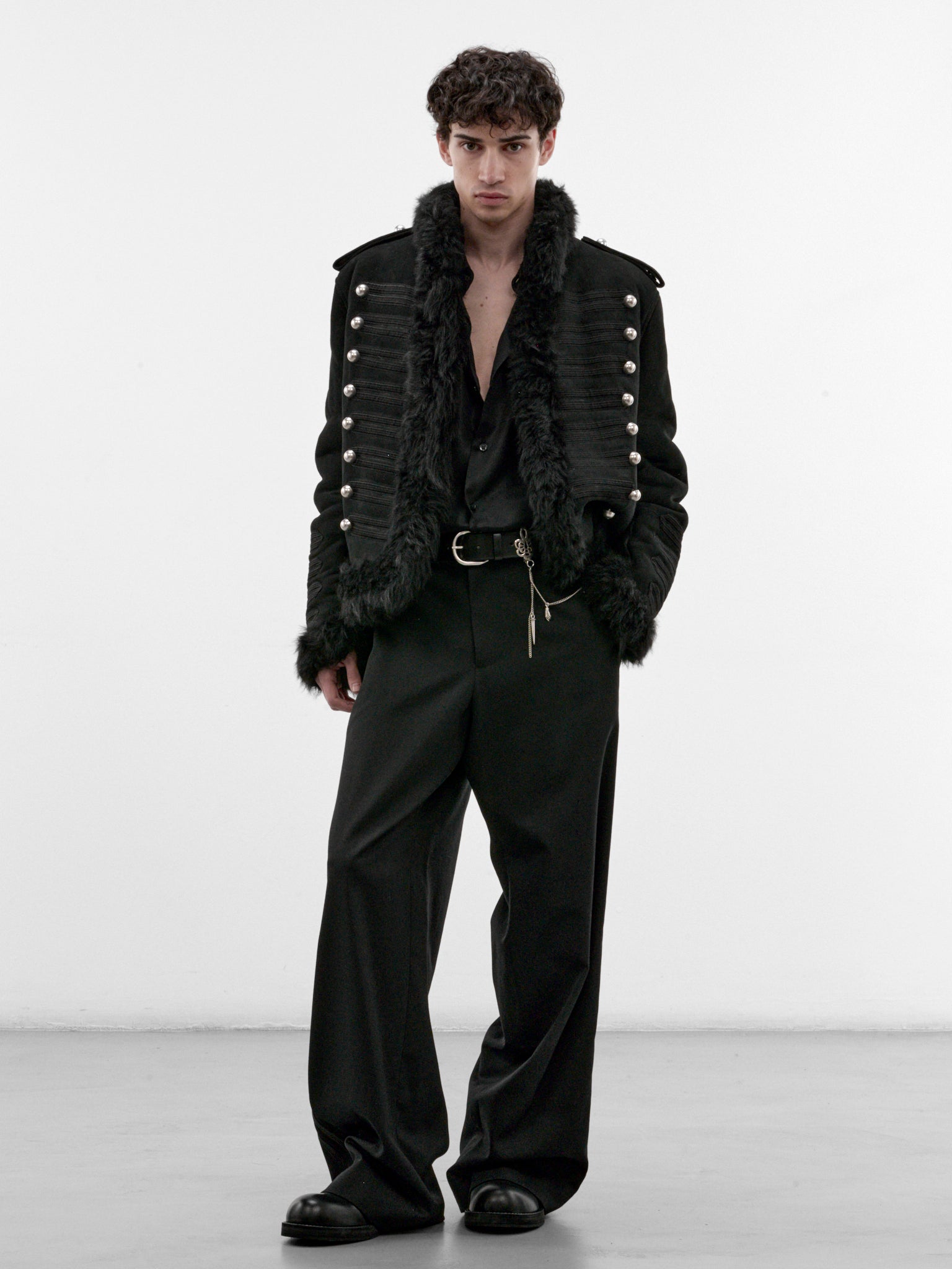 Maldus Black Shearling Marsina Jacket (B0014447-FR009-BLACK)