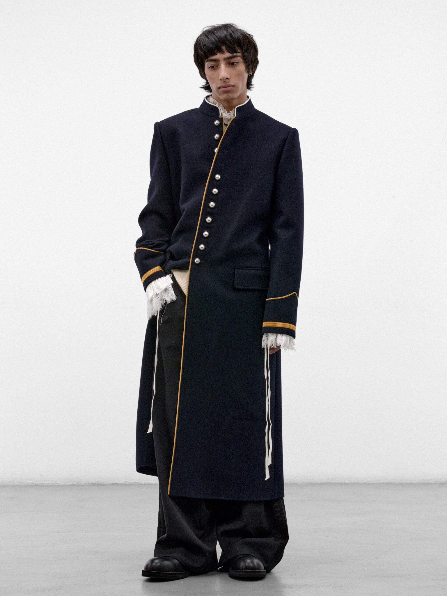 Arit Wool Fitted Marsina Coat (B0014450-FA797-NAVY)