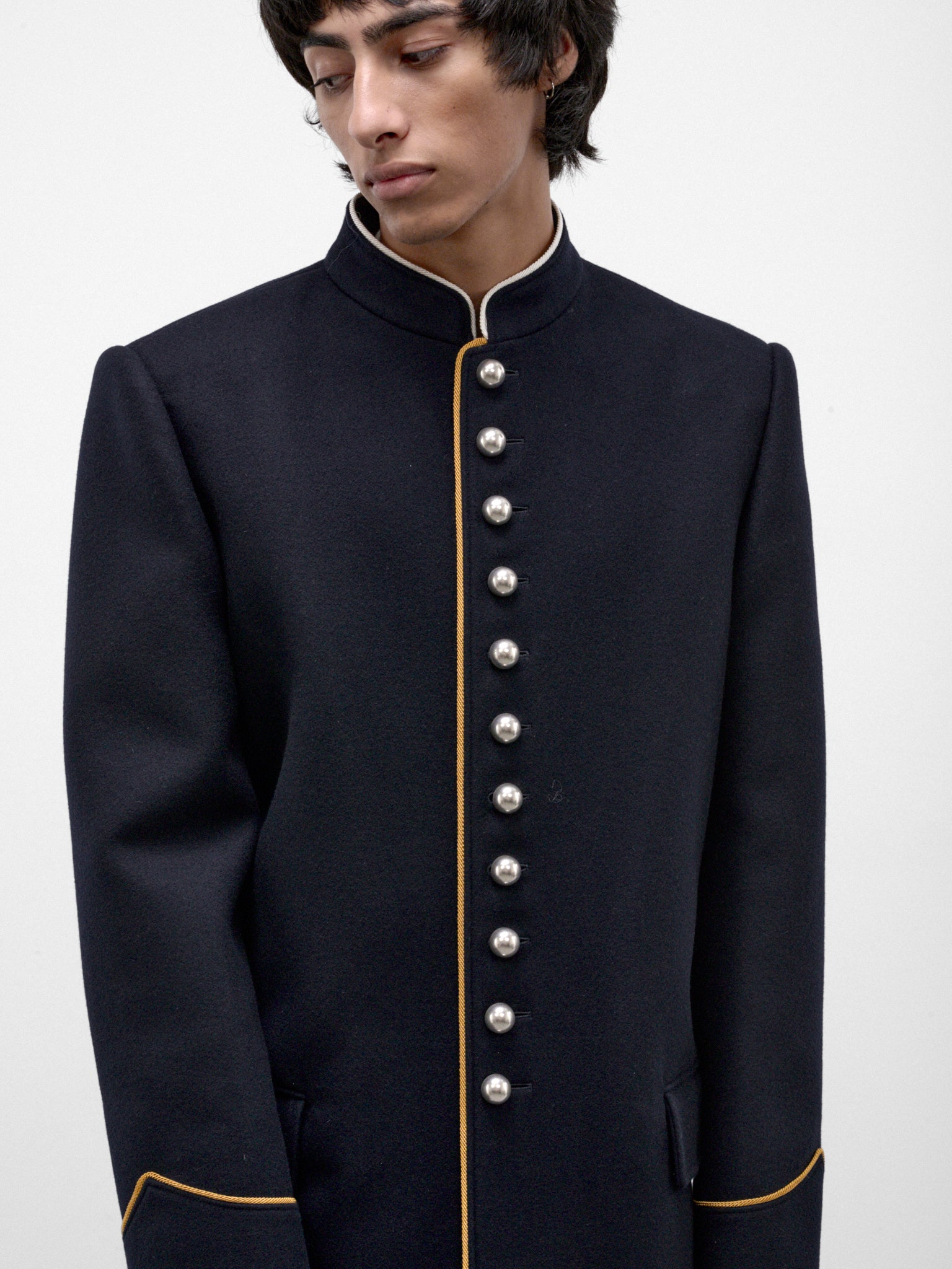 Arit Wool Fitted Marsina Coat (B0014450-FA797-NAVY)