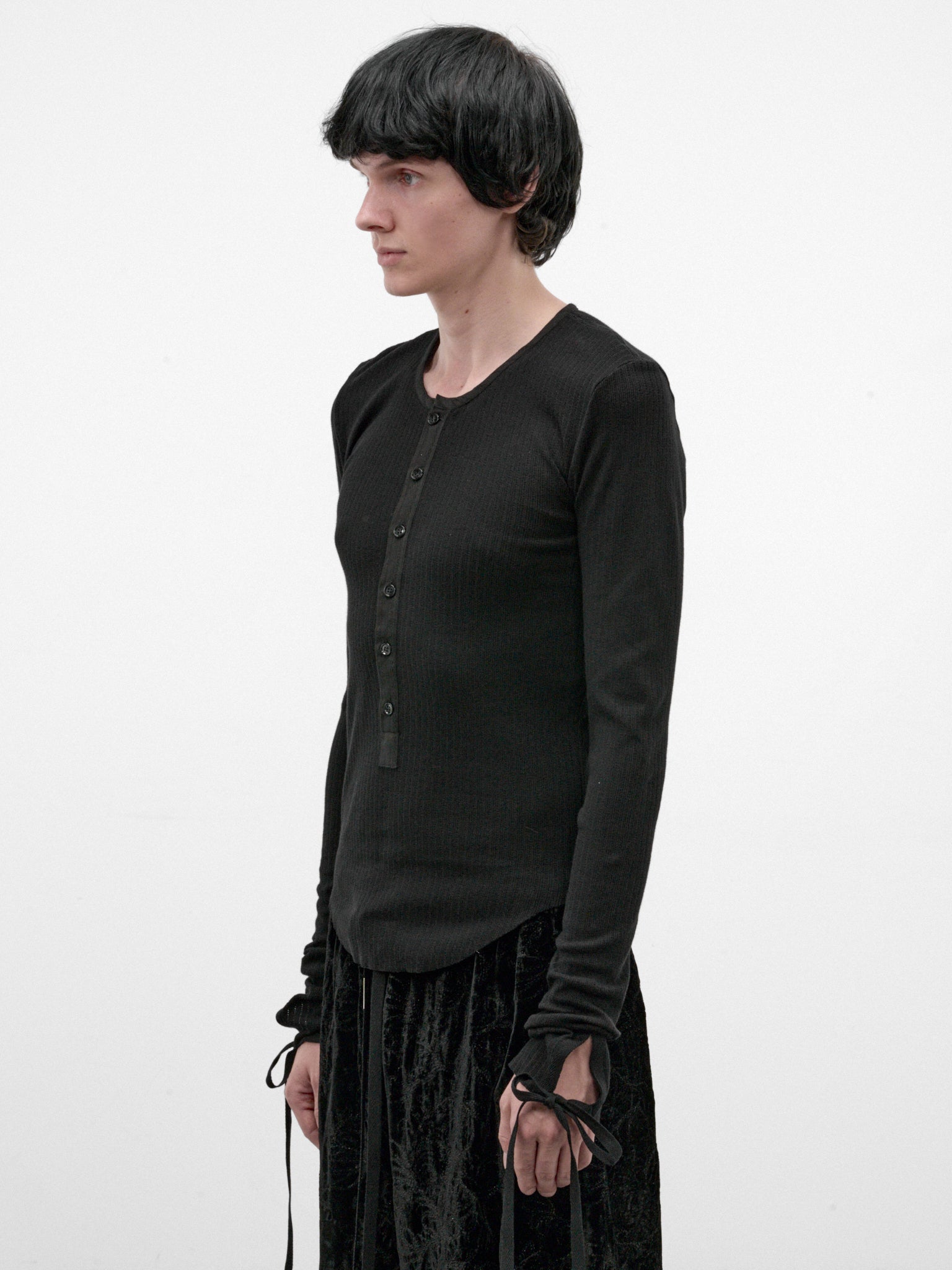 Black Blas Long Sleeve Henley (B0014466-FA766-BLACK)