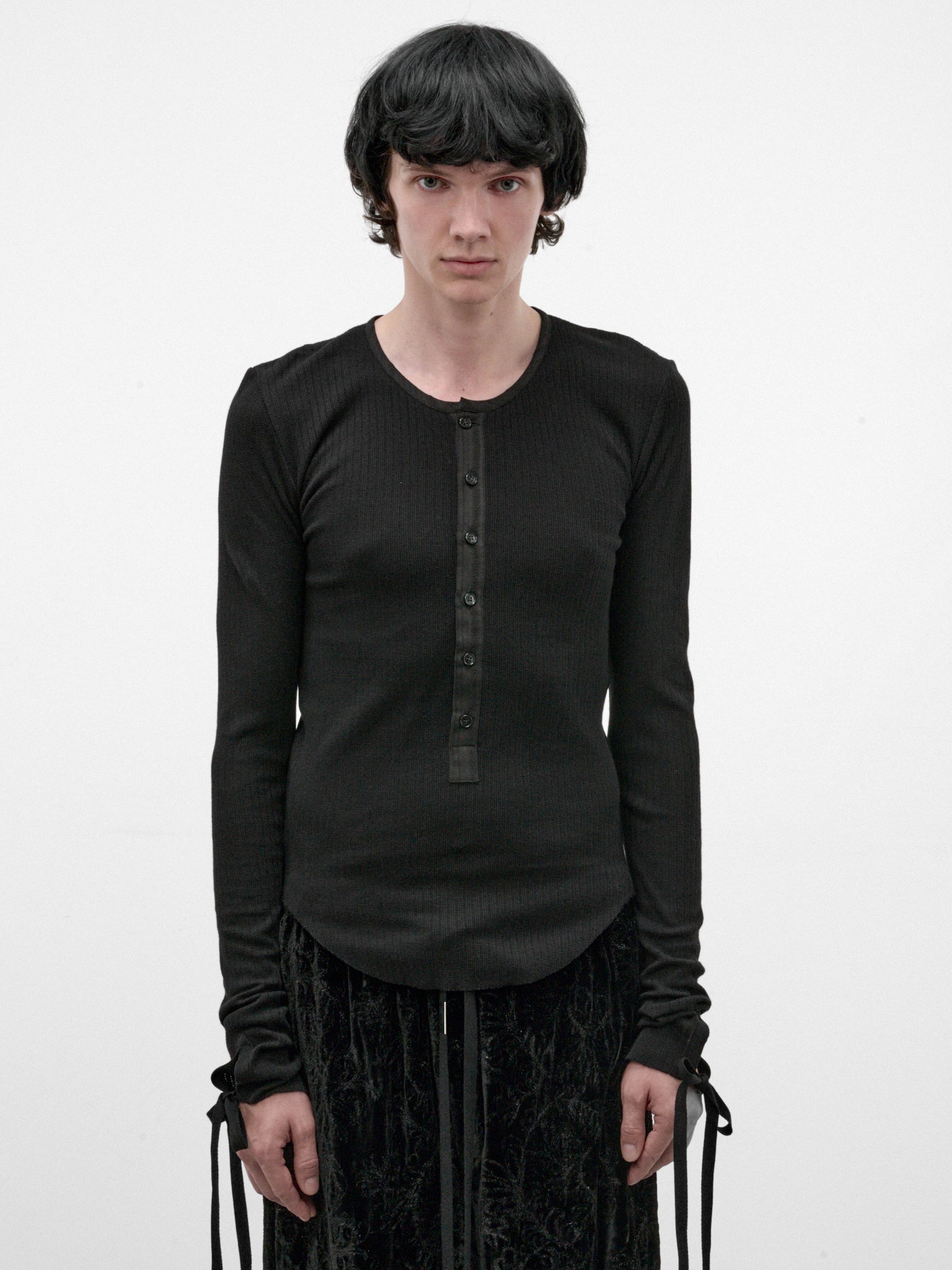 Black Blas Long Sleeve Henley (B0014466-FA766-BLACK)