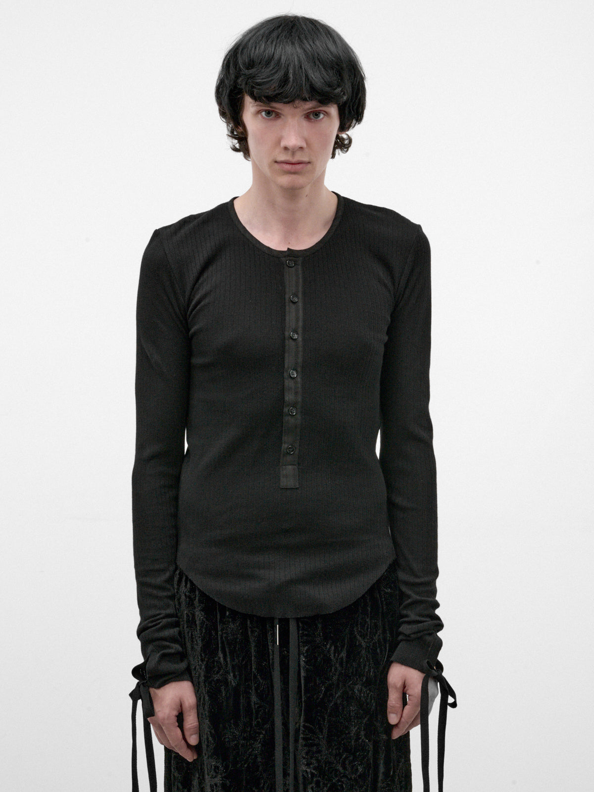 Black Blas Long Sleeve Henley (B0014466-FA766-BLACK)