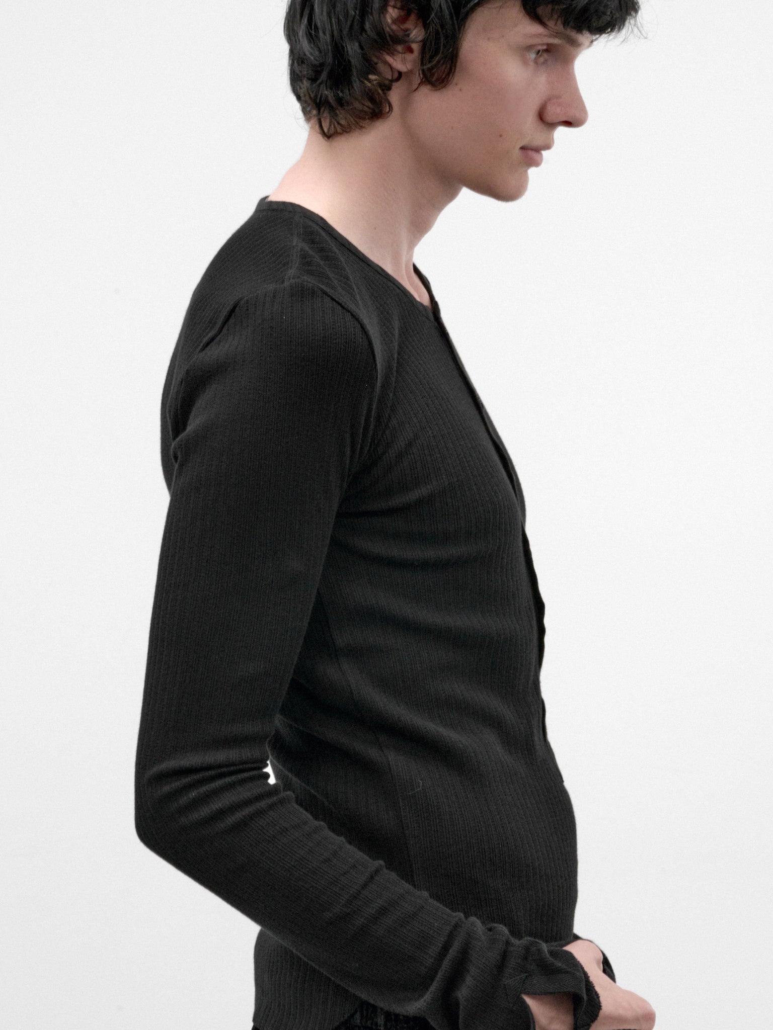 Black Blas Long Sleeve Henley (B0014466-FA766-BLACK)