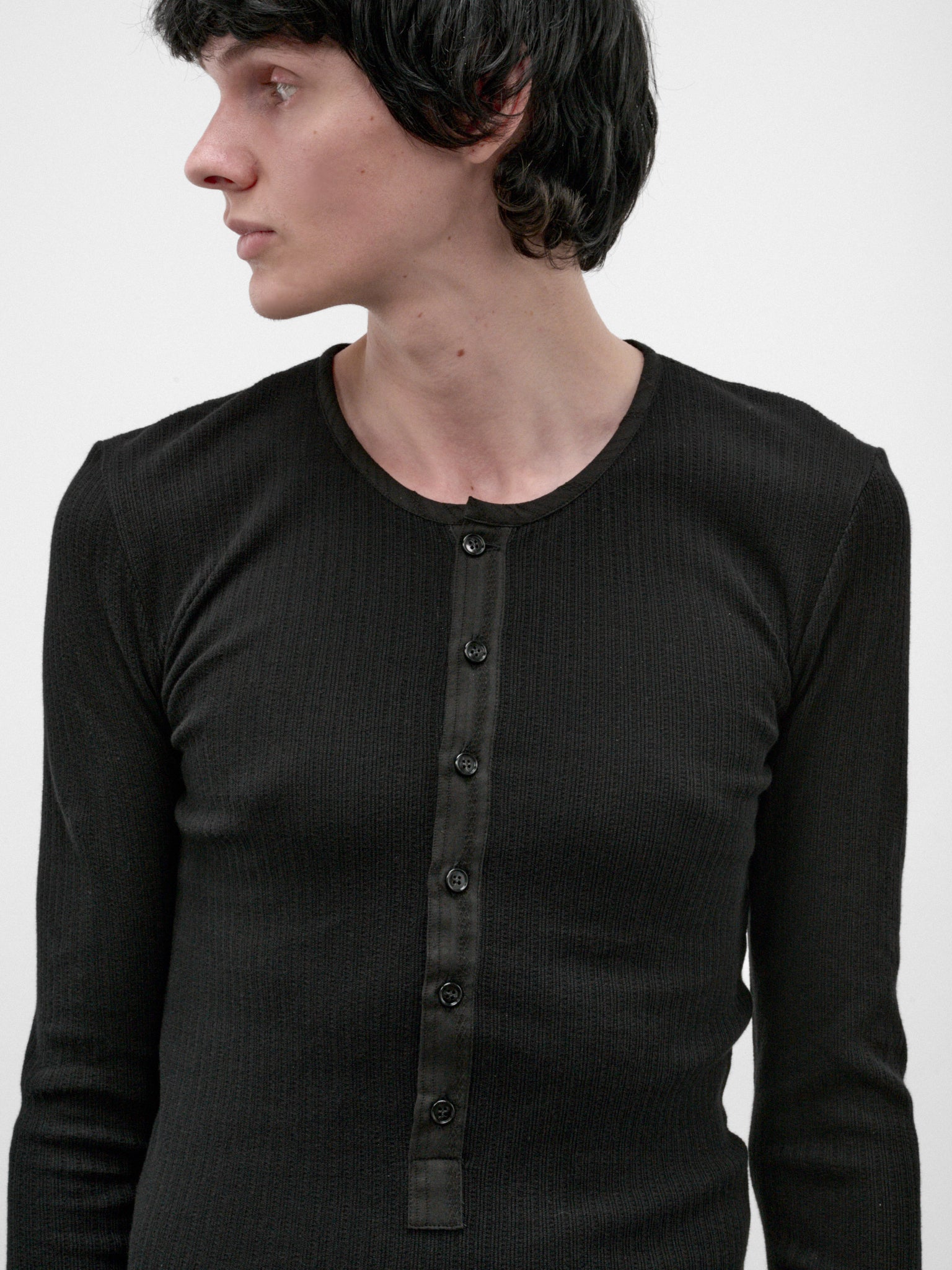 Black Blas Long Sleeve Henley (B0014466-FA766-BLACK)