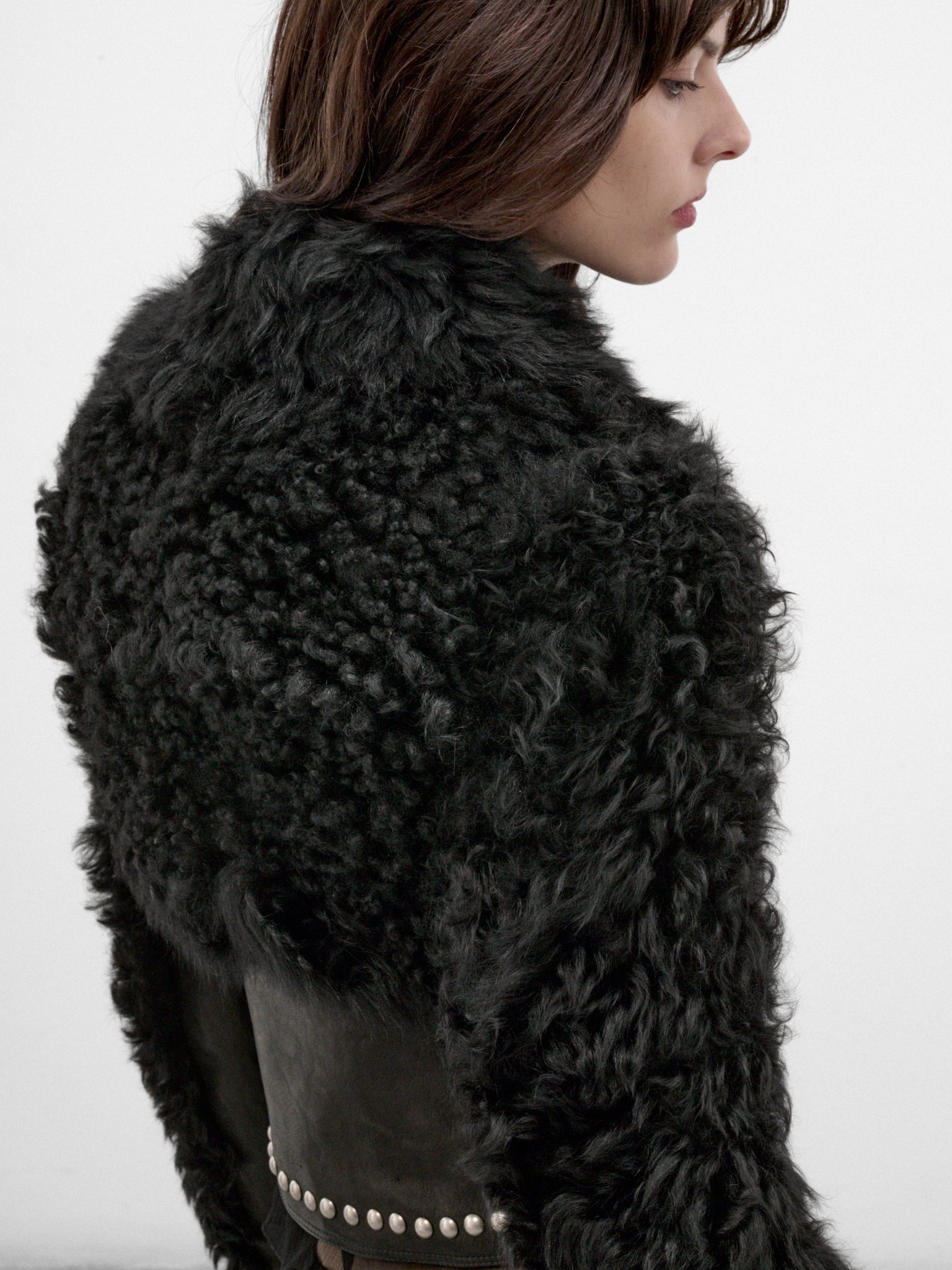 Kirsti Leather Shearling Cropped Jacket (B0014491-FR009-BLACK)