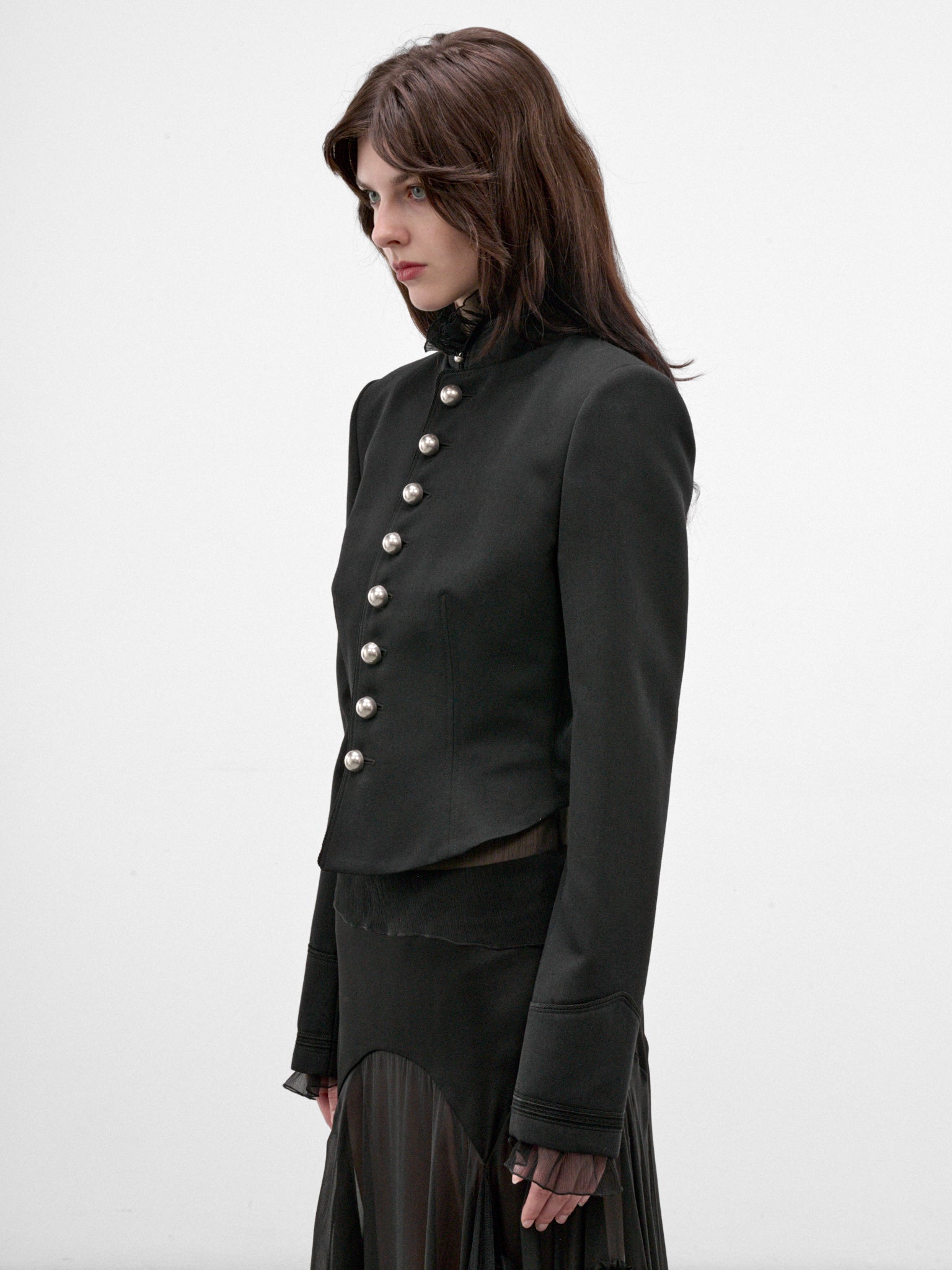 Polina Wool Gabardine Marsina Jacket (B0014513-FA761-BLACK)