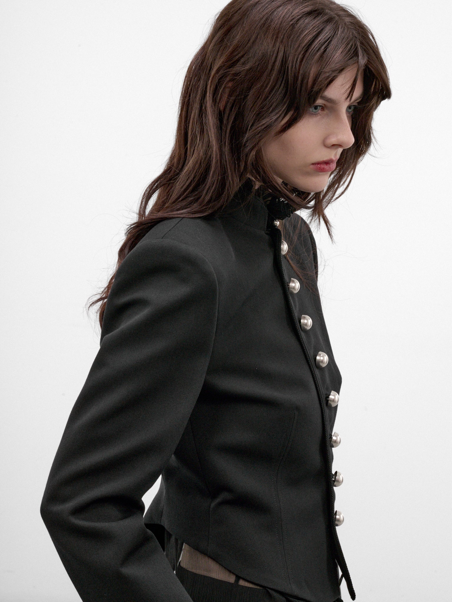 Polina Wool Gabardine Marsina Jacket (B0014513-FA761-BLACK)