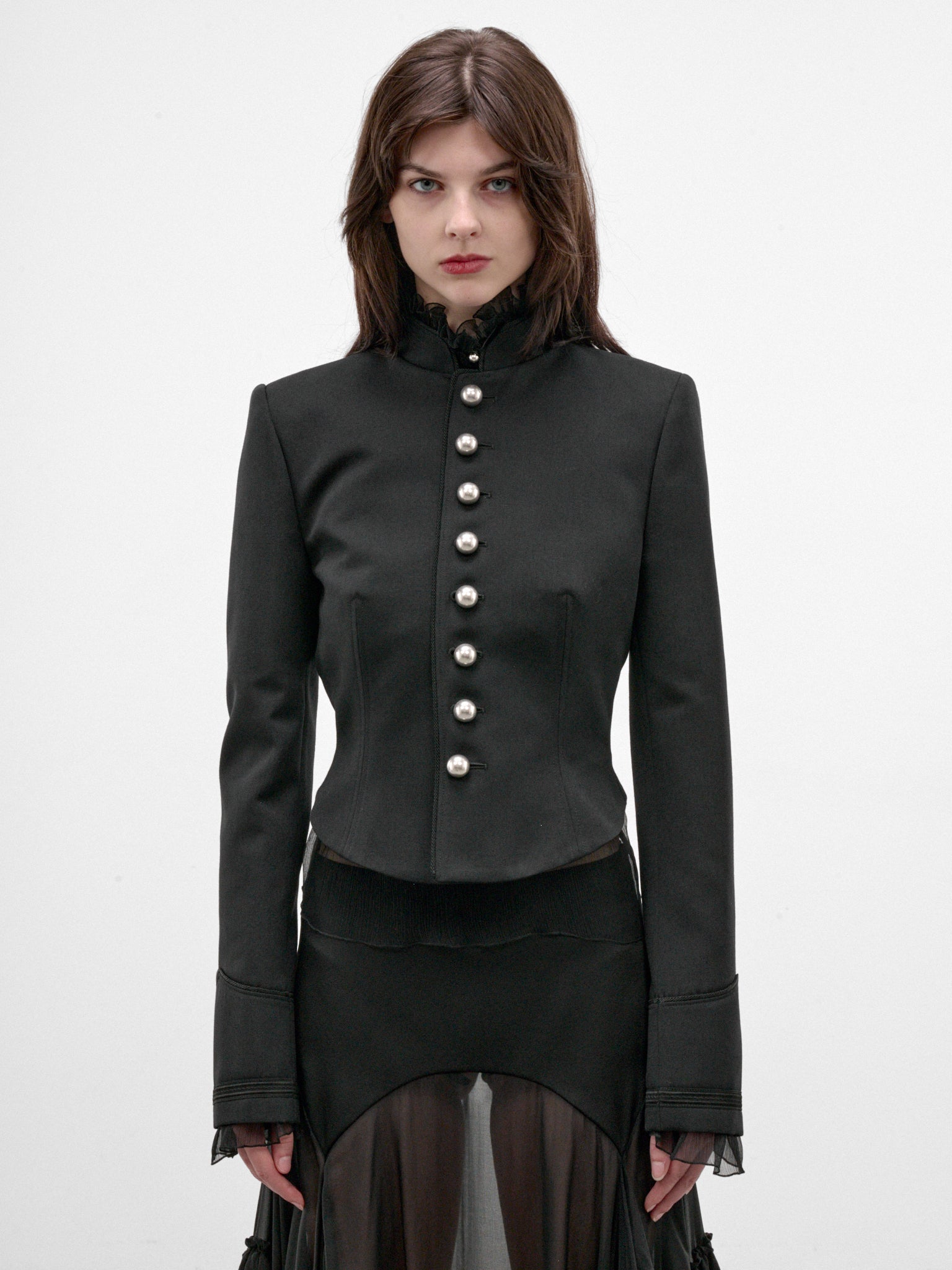 Polina Wool Gabardine Marsina Jacket (B0014513-FA761-BLACK)