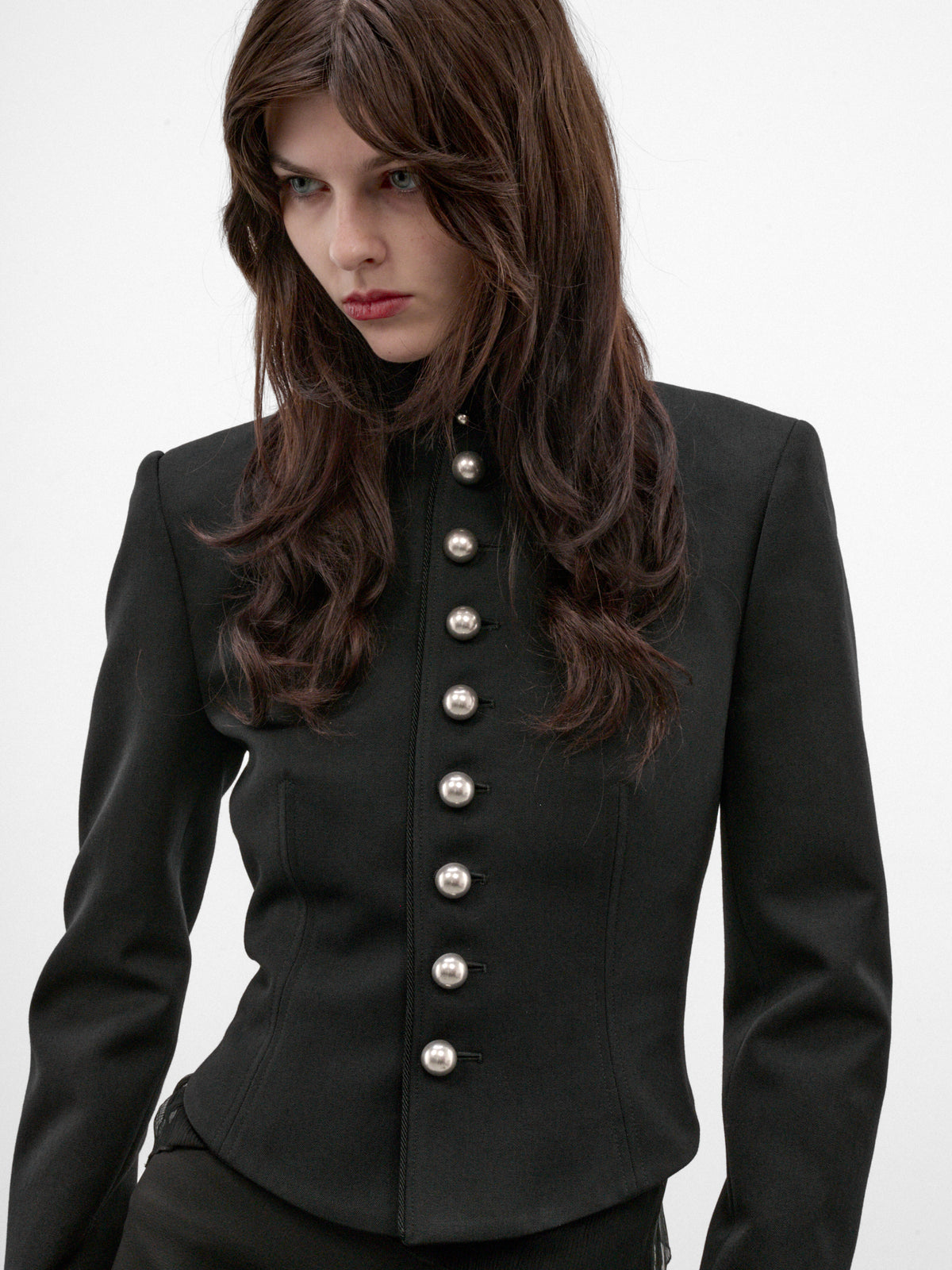 Polina Wool Gabardine Marsina Jacket (B0014513-FA761-BLACK)