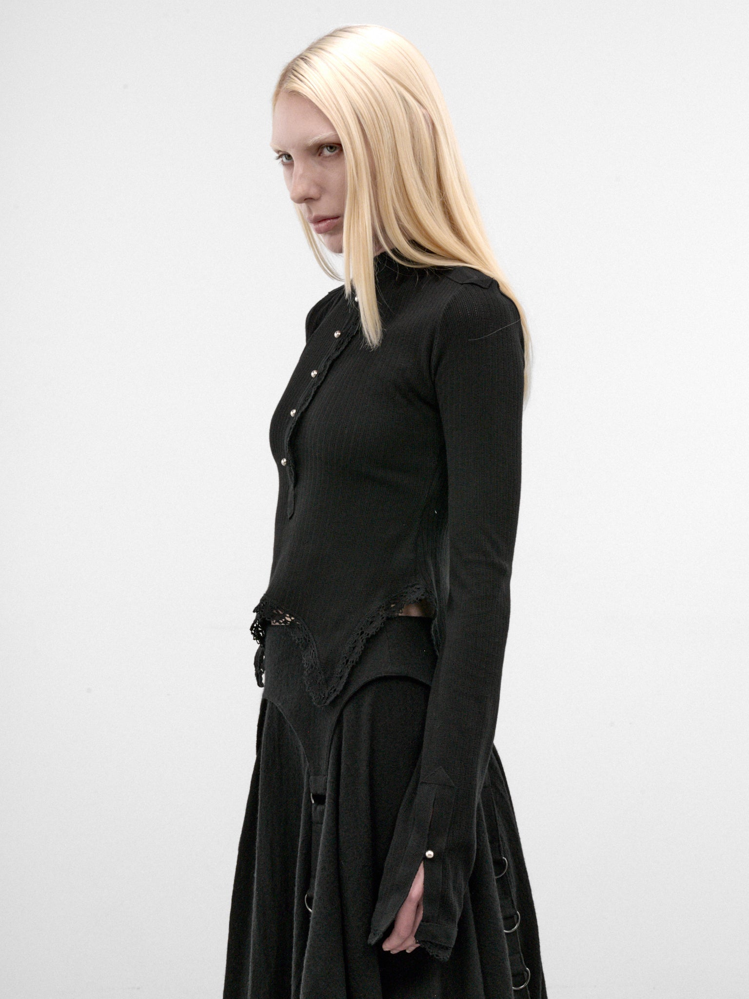 Nancine Black Cotton Serafino Top (B0014521-FA766-BLACK)