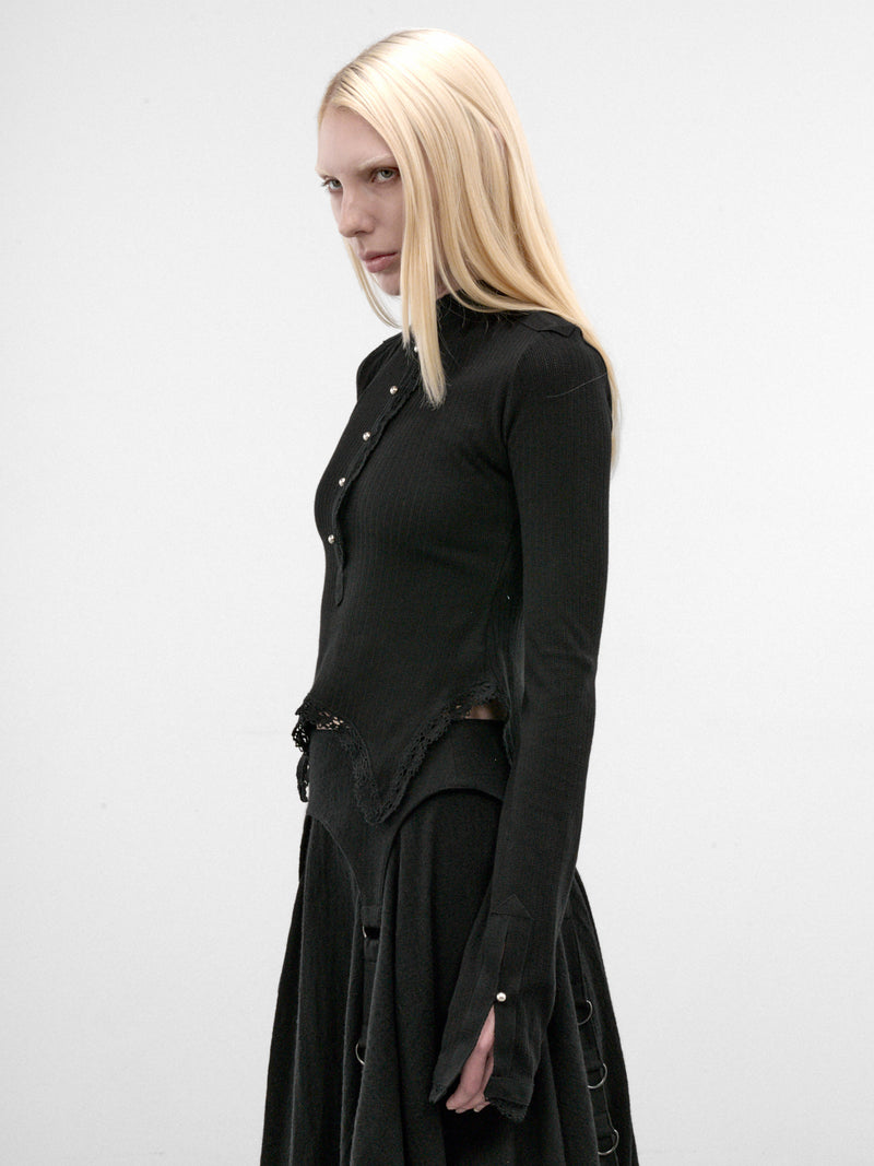 Nancine Black Cotton Serafino Top (B0014521-FA766-BLACK)