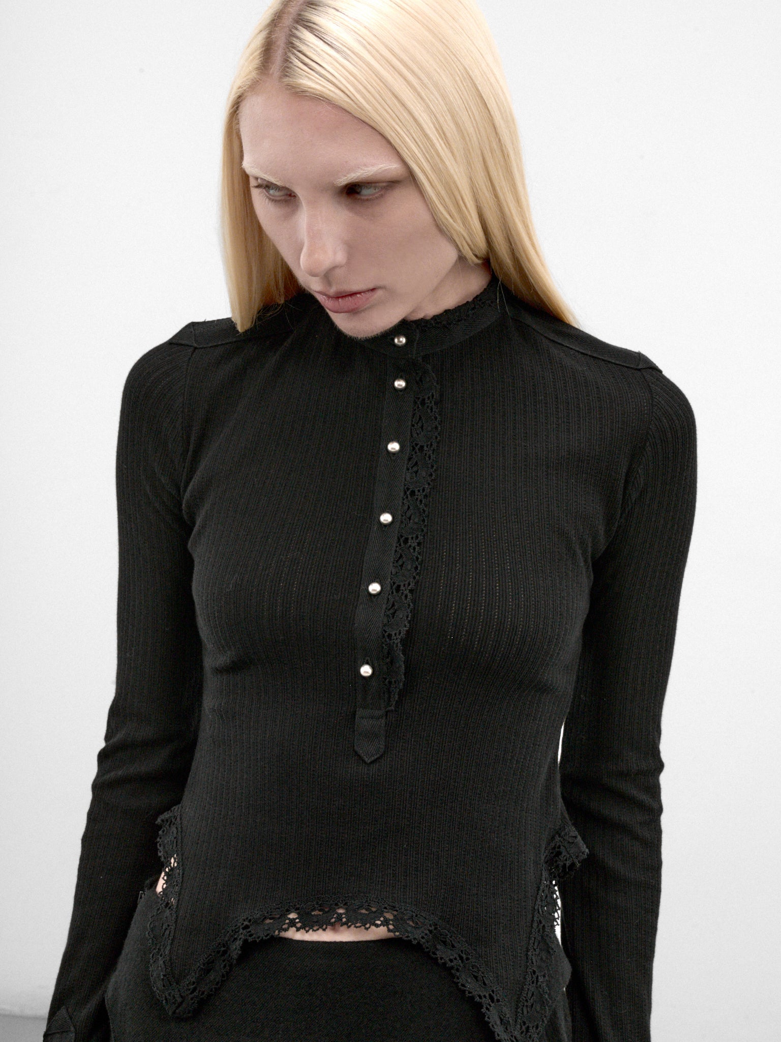 Nancine Black Cotton Serafino Top (B0014521-FA766-BLACK)