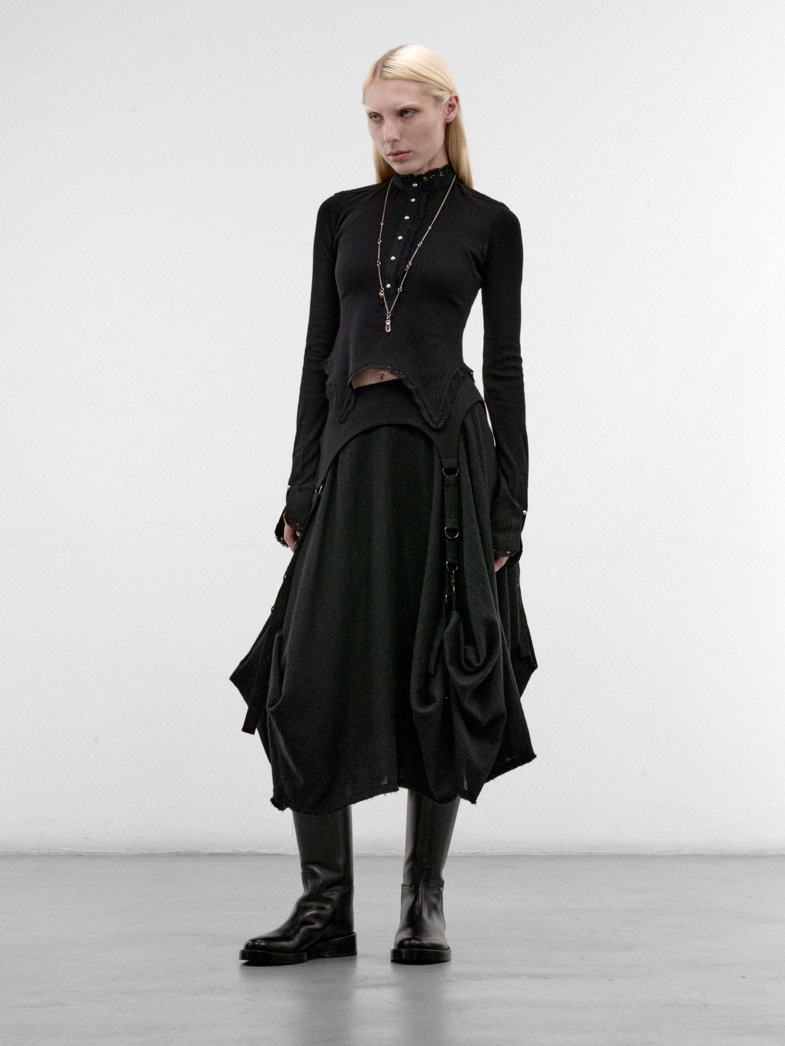Nancine Black Cotton Serafino Top (B0014521-FA766-BLACK)