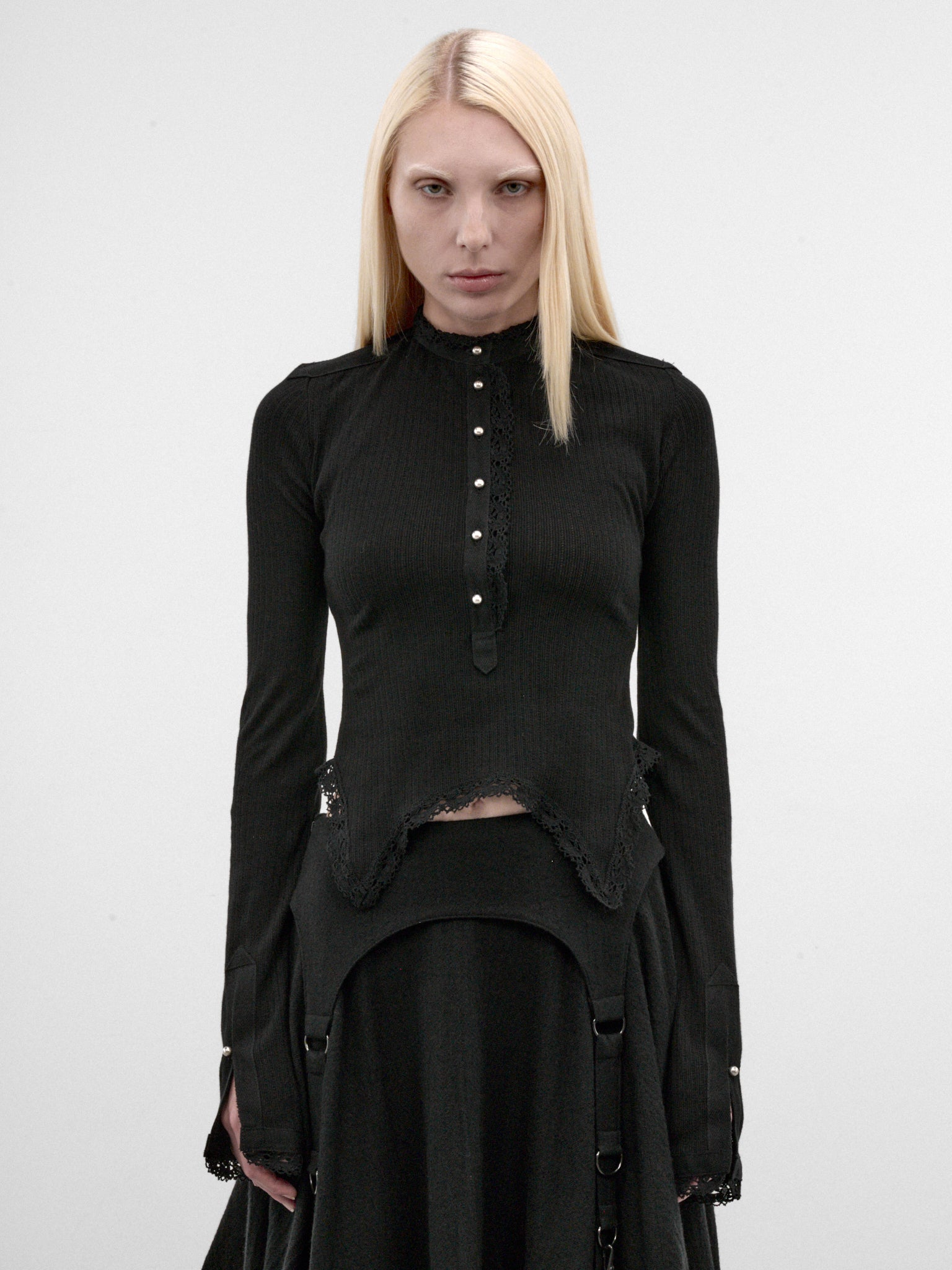 Nancine Black Cotton Serafino Top (B0014521-FA766-BLACK)