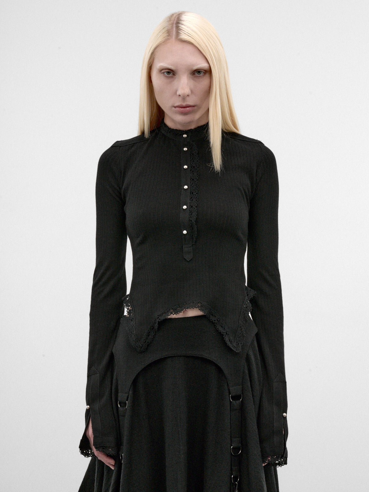 Nancine Black Cotton Serafino Top (B0014521-FA766-BLACK)