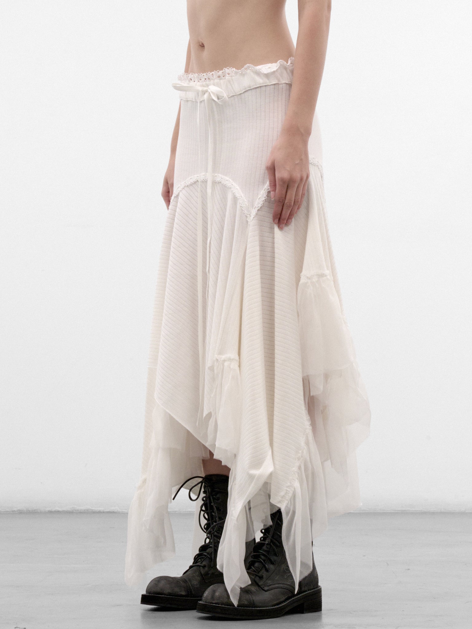 Vega White Cotton Midi Skirt (B0014524-FA766-NATURAL-WHITE)