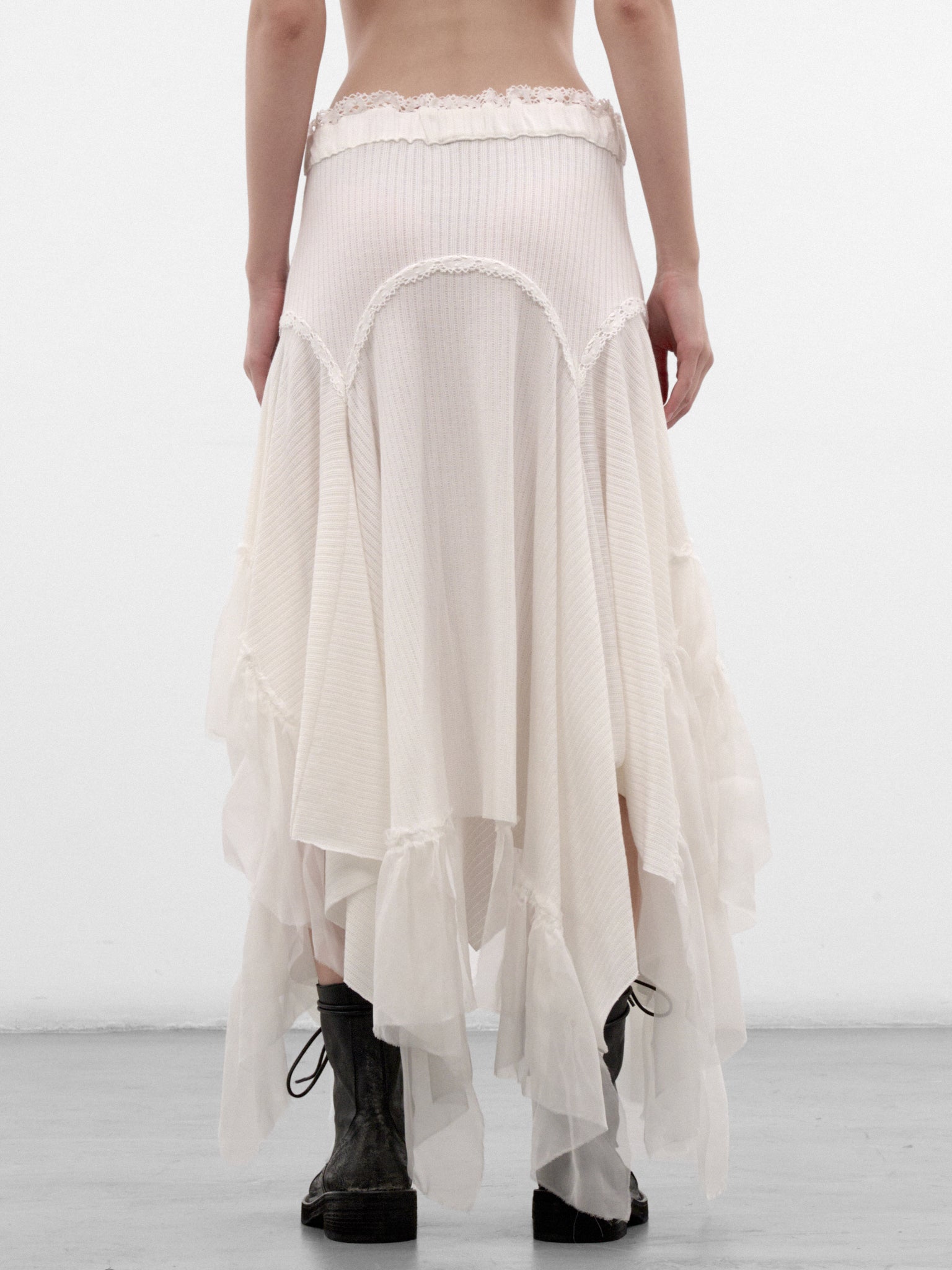 Vega White Cotton Midi Skirt (B0014524-FA766-NATURAL-WHITE)