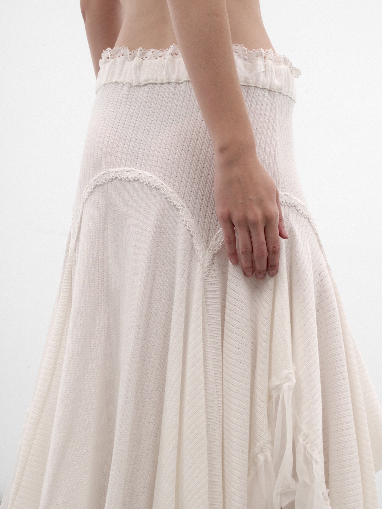 Vega White Cotton Midi Skirt (B0014524-FA766-NATURAL-WHITE)