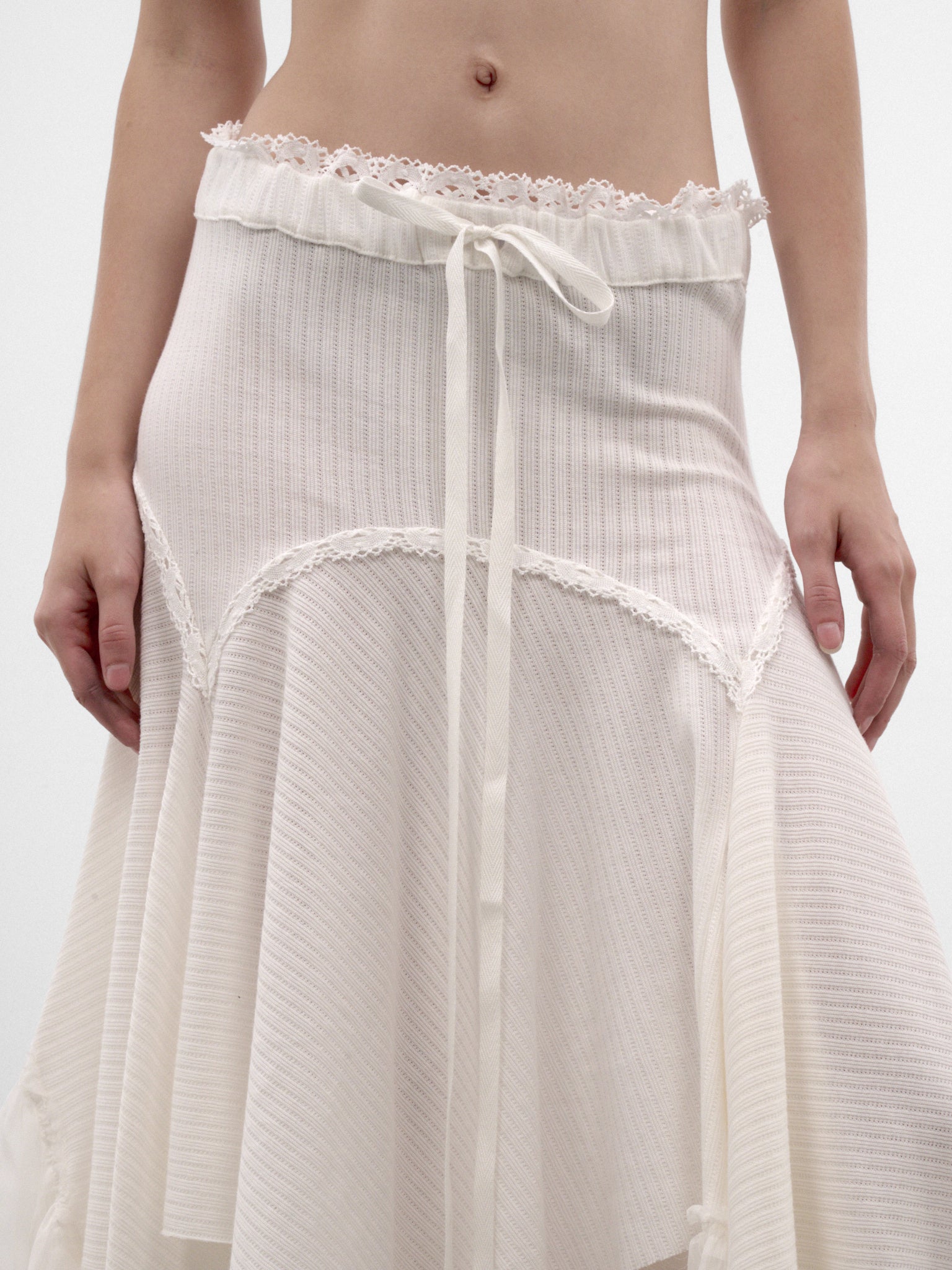 Vega White Cotton Midi Skirt (B0014524-FA766-NATURAL-WHITE)