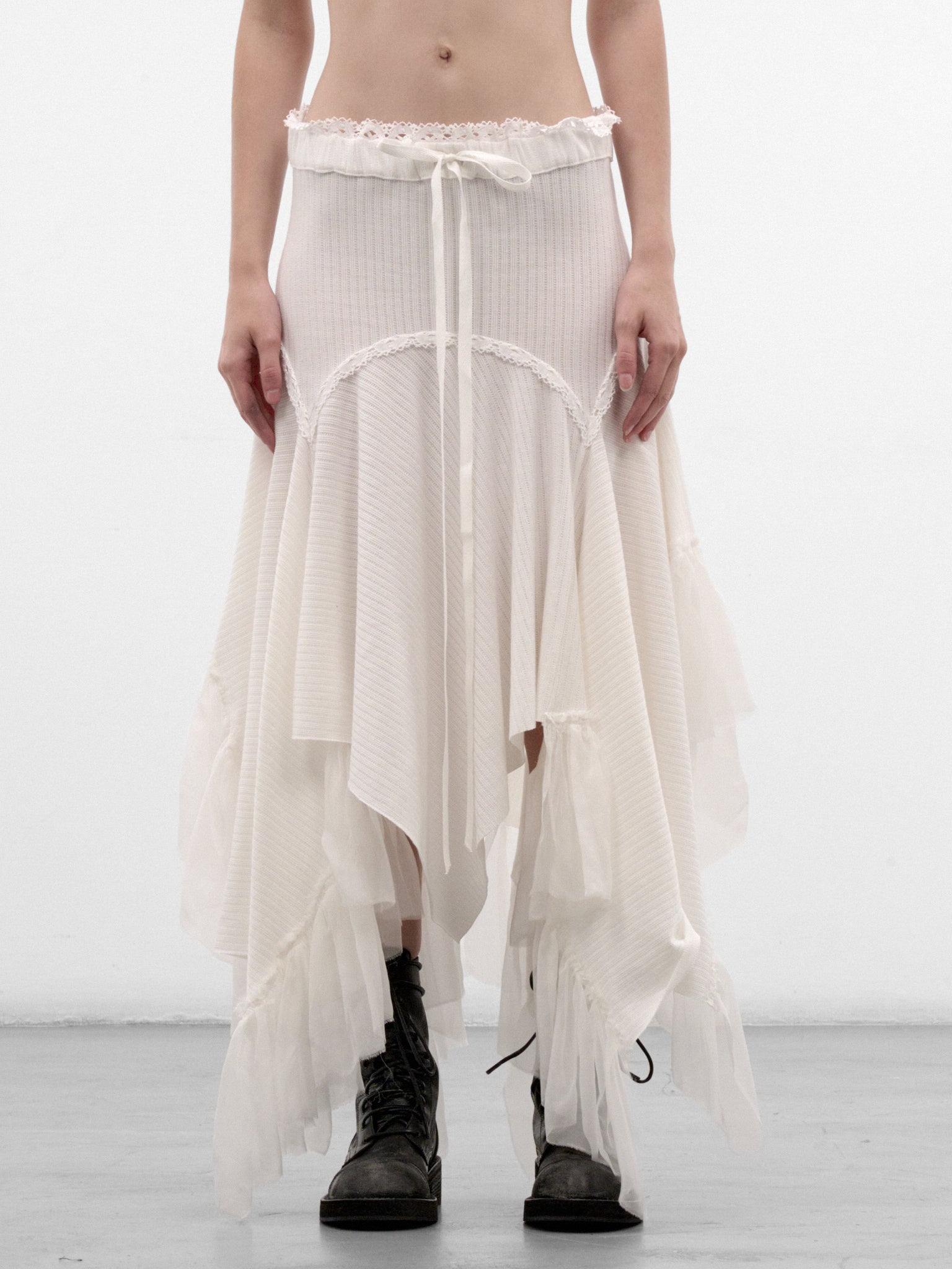 Vega White Cotton Midi Skirt (B0014524-FA766-NATURAL-WHITE)