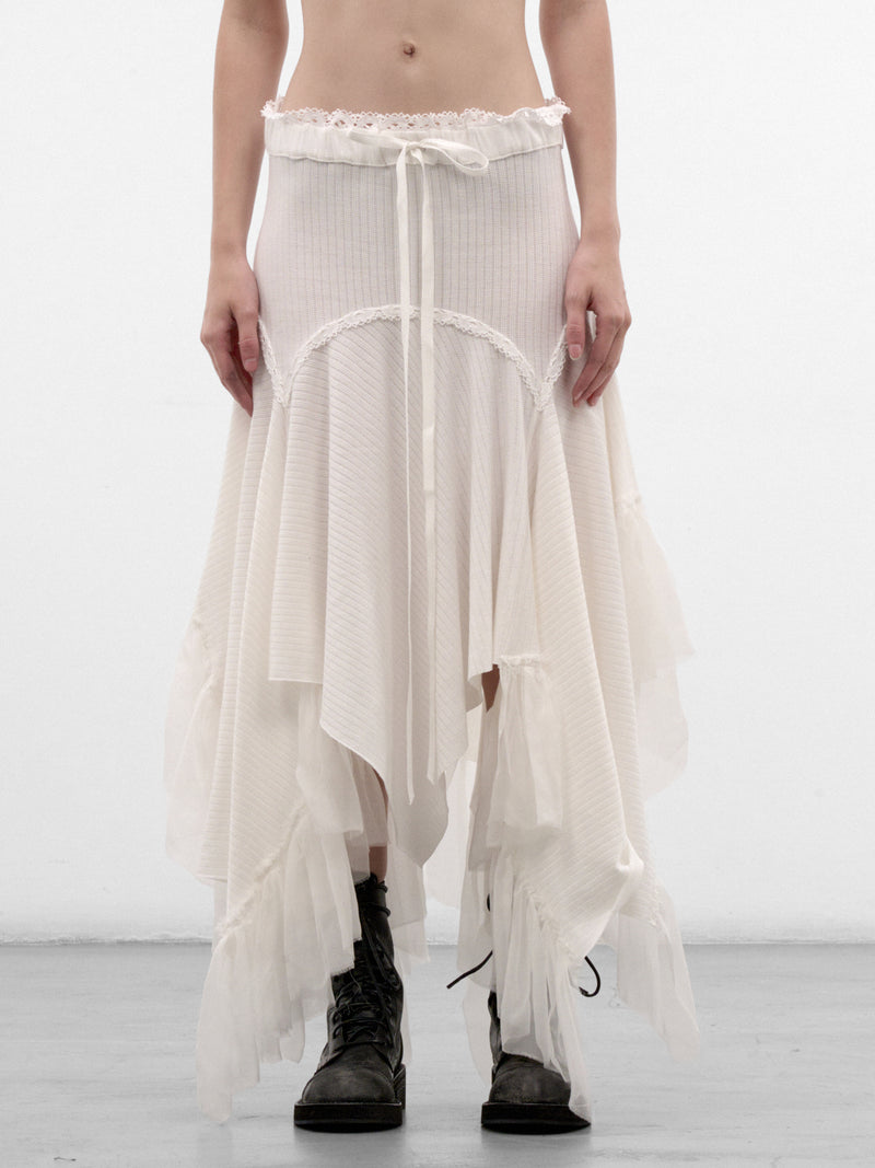 Vega White Cotton Midi Skirt (B0014524-FA766-NATURAL-WHITE)