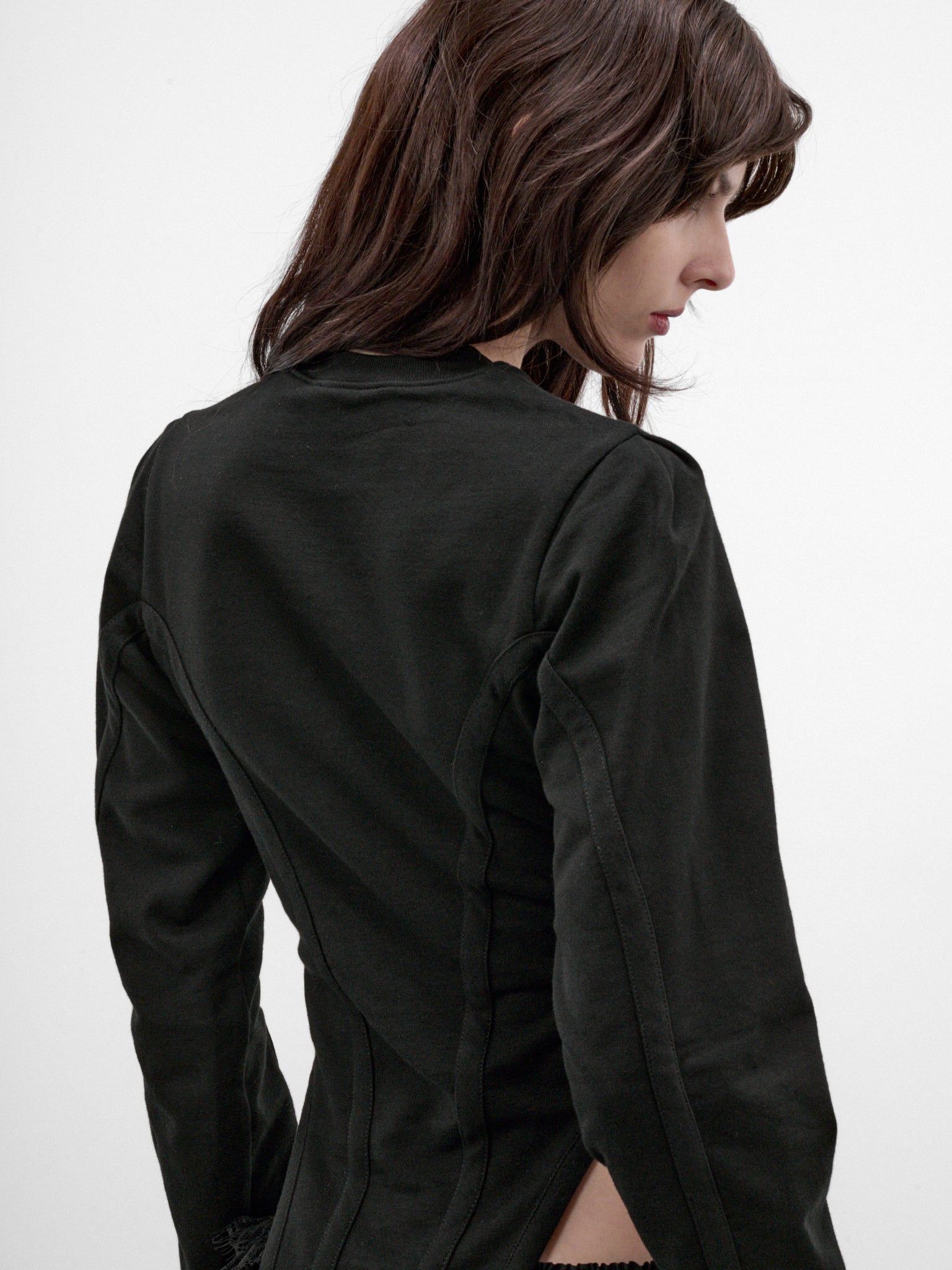 Bedina Slim Crewneck Cropped Sweatshirt (B0014526-FA799-BLACK)
