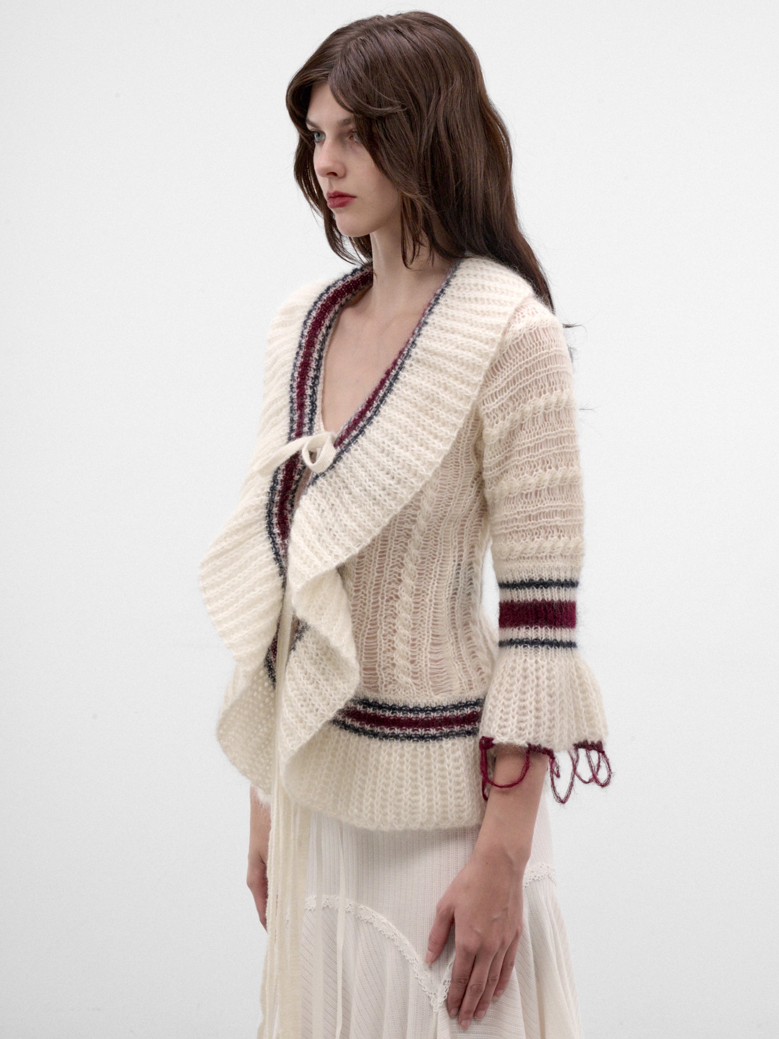 Udna Knit Ladder Stitch Cardigan (B0014527-KN096-WARM-WHITE)