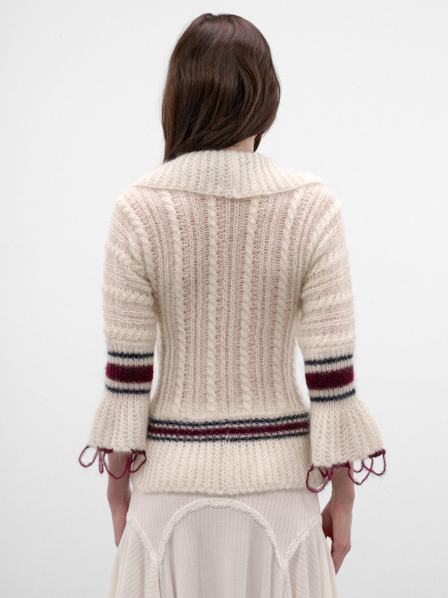 Udna Knit Ladder Stitch Cardigan (B0014527-KN096-WARM-WHITE)