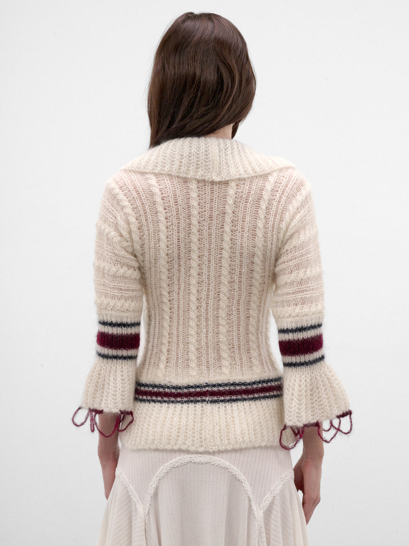 Udna Knit Ladder Stitch Cardigan (B0014527-KN096-WARM-WHITE)