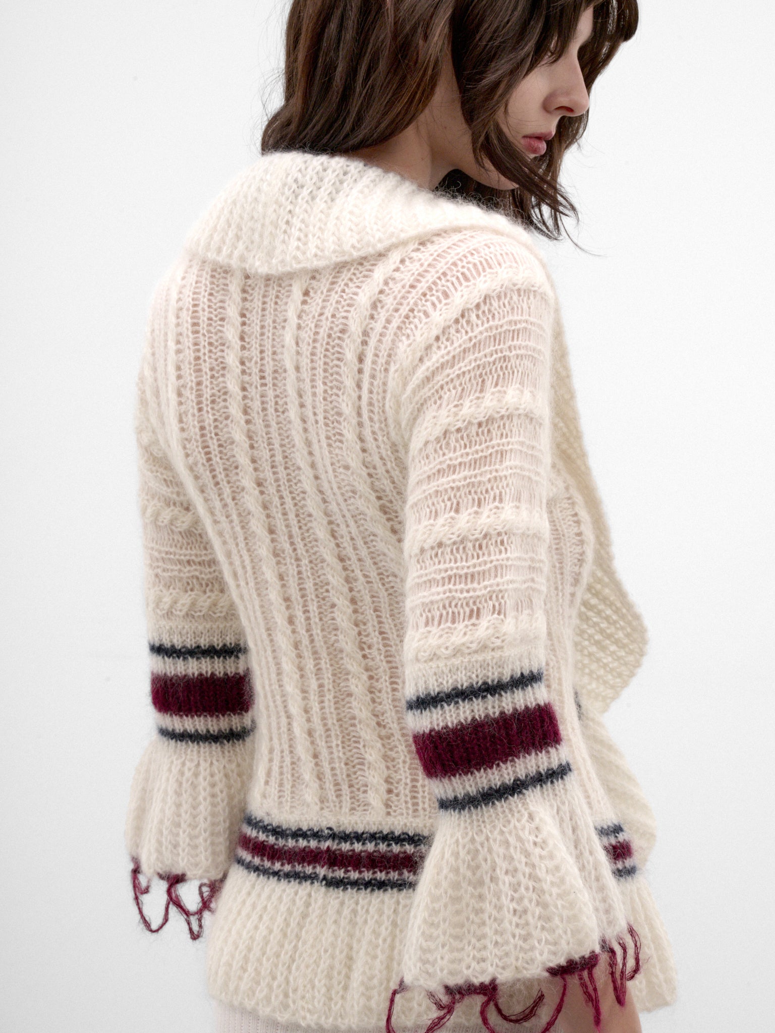 Udna Knit Ladder Stitch Cardigan (B0014527-KN096-WARM-WHITE)
