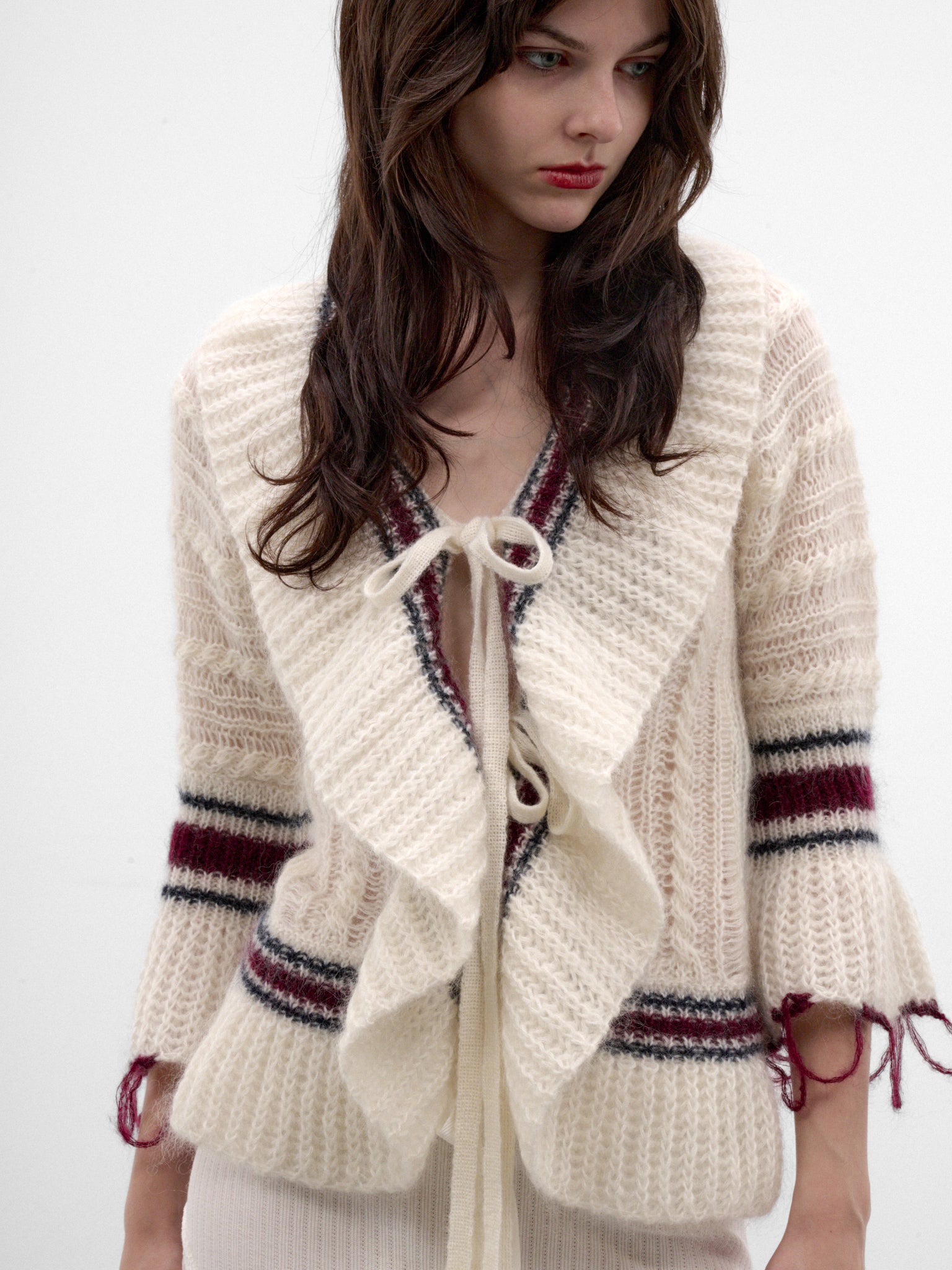 Udna Knit Ladder Stitch Cardigan (B0014527-KN096-WARM-WHITE)