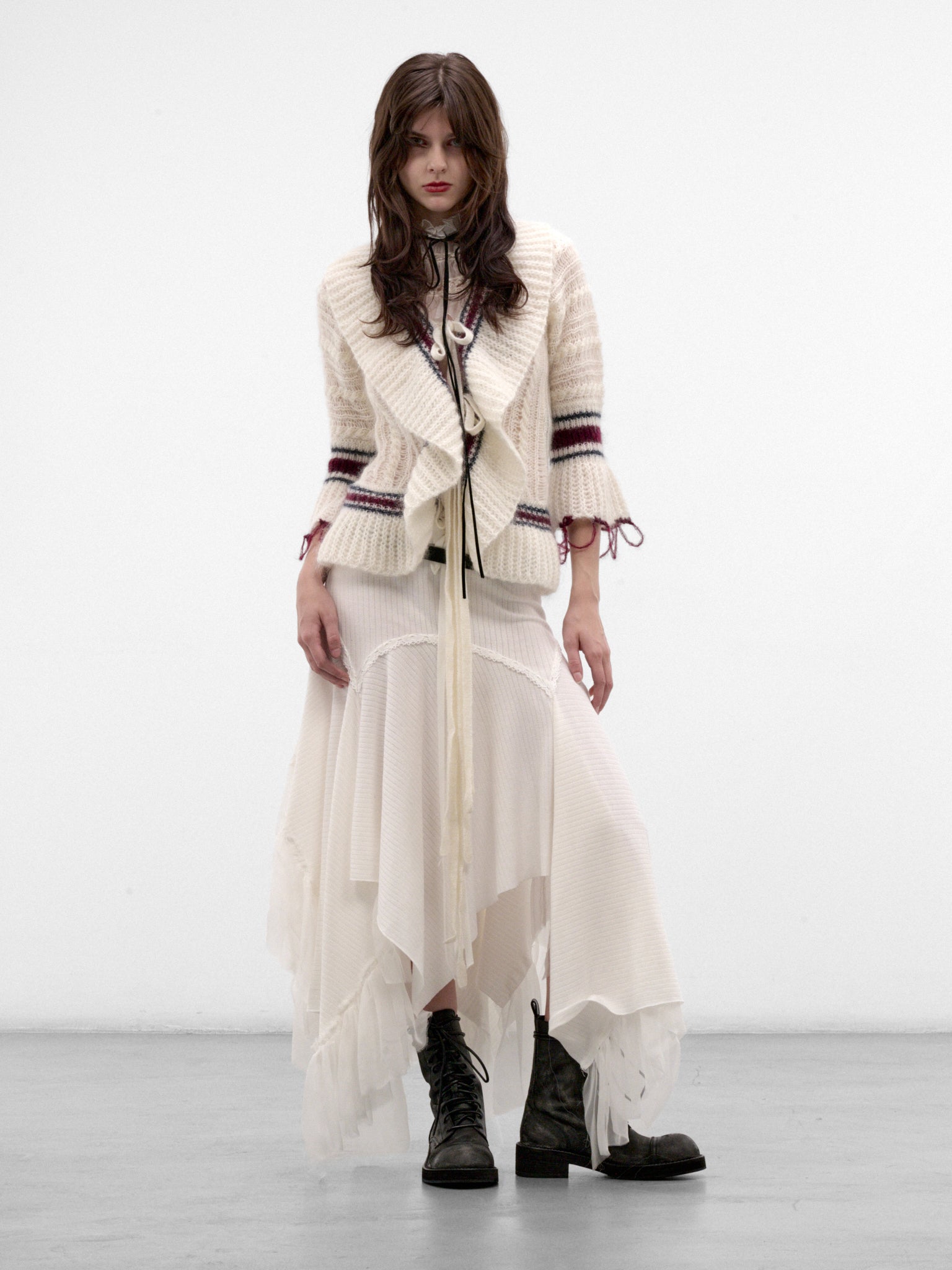 Udna Knit Ladder Stitch Cardigan (B0014527-KN096-WARM-WHITE)