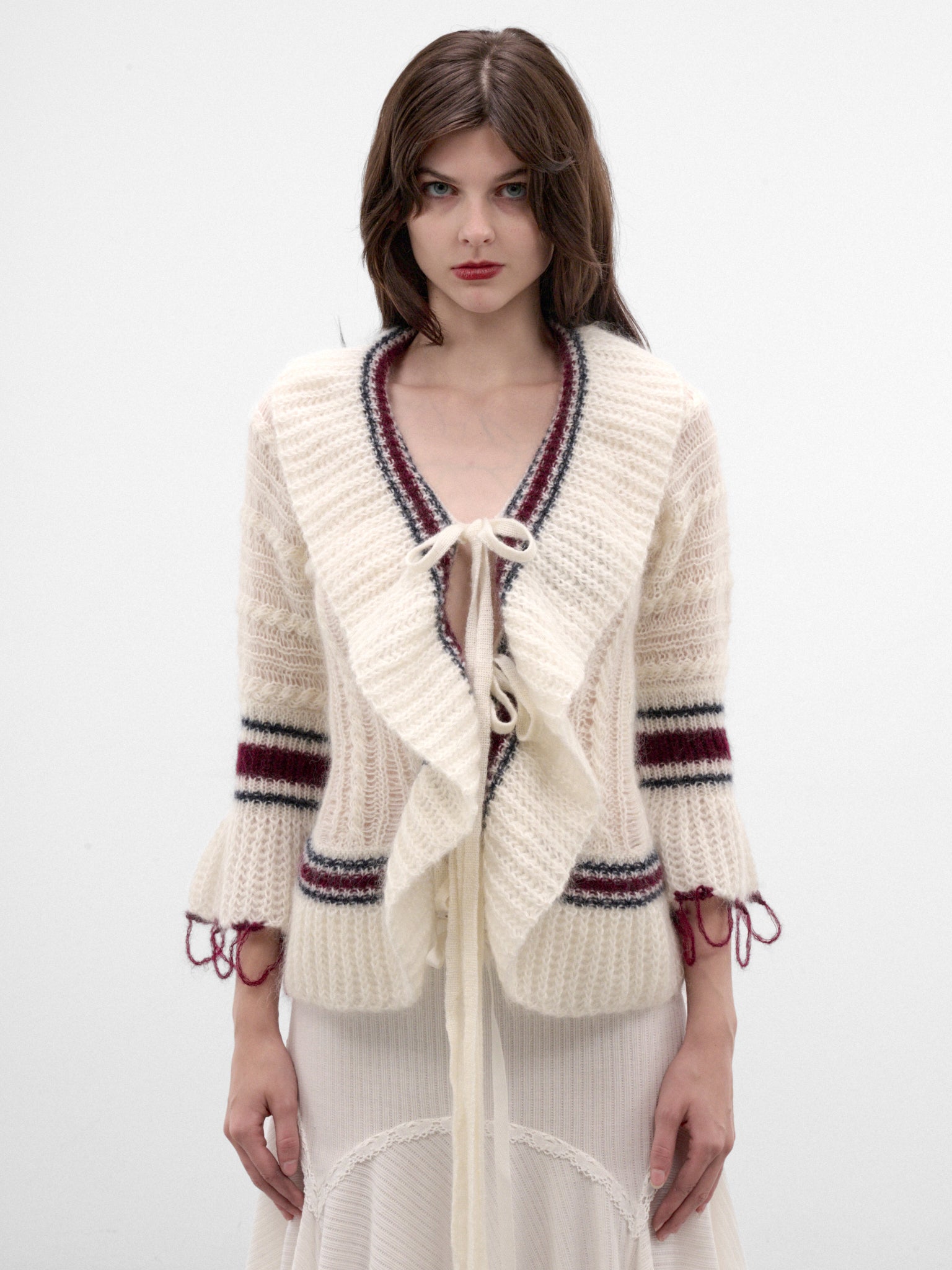 Udna Knit Ladder Stitch Cardigan (B0014527-KN096-WARM-WHITE)