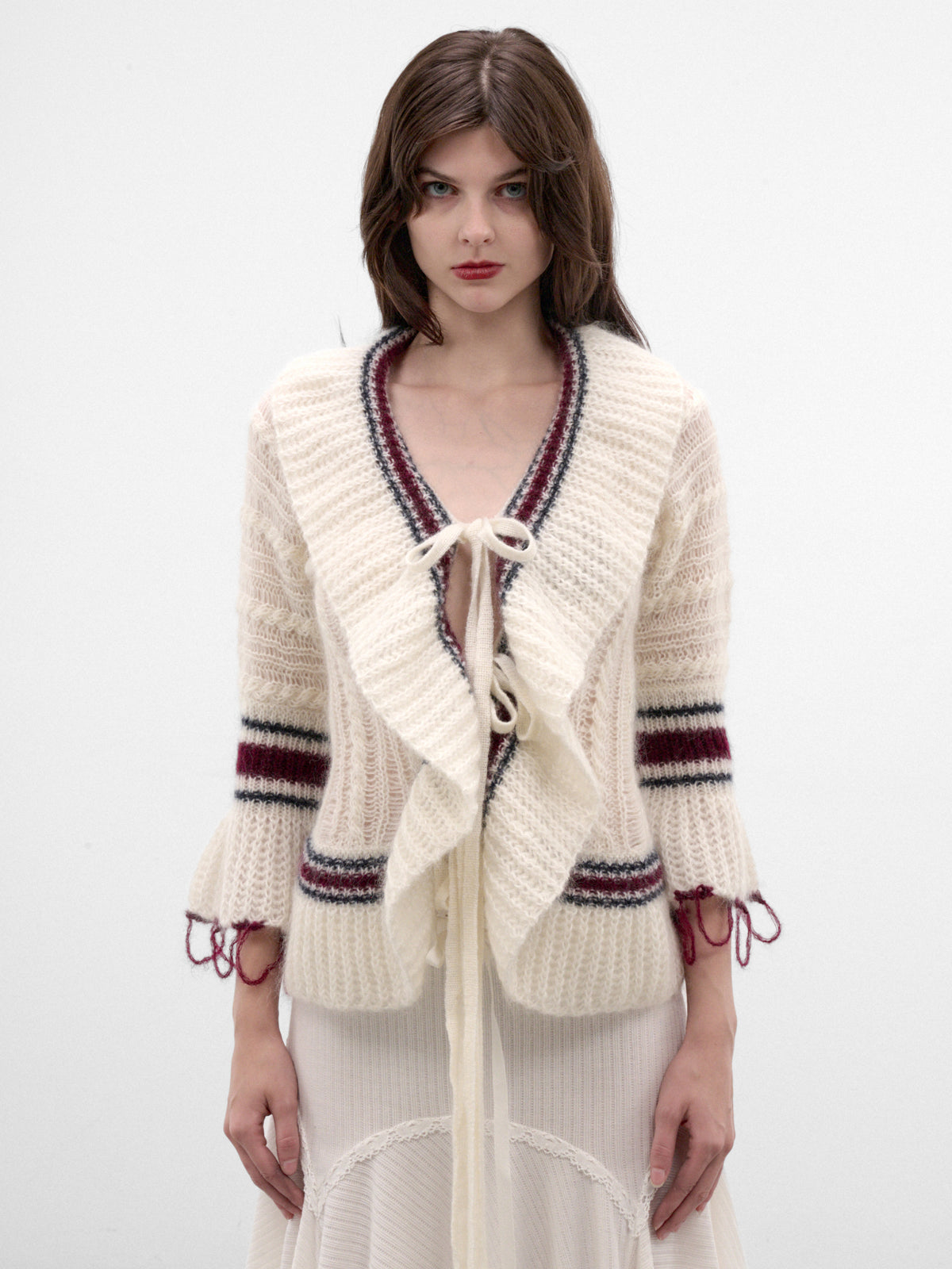 Udna Knit Ladder Stitch Cardigan (B0014527-KN096-WARM-WHITE)