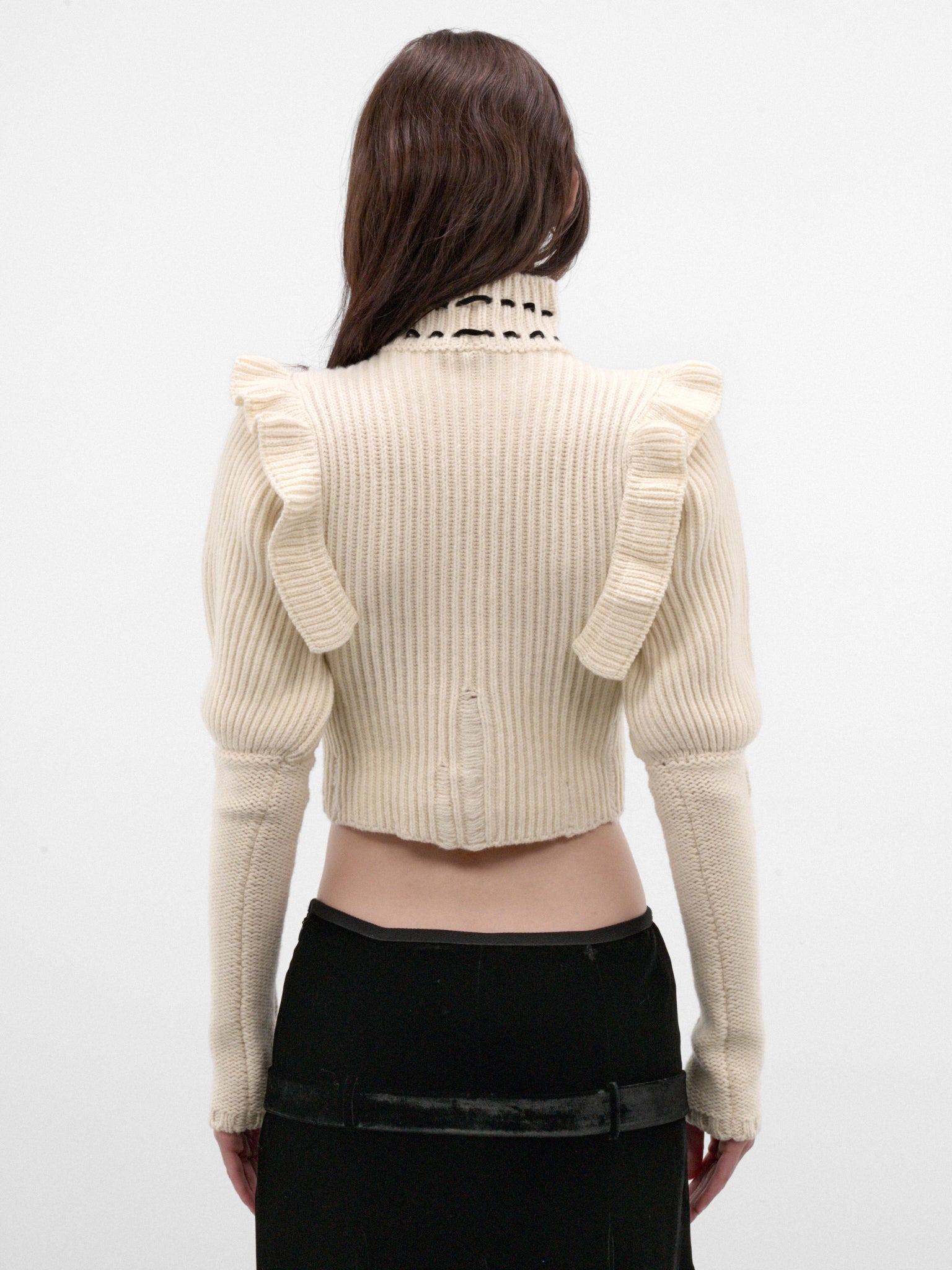 Liva White Wool Ruffled Sweater (B0014532-KN073-WARM-WHITE)