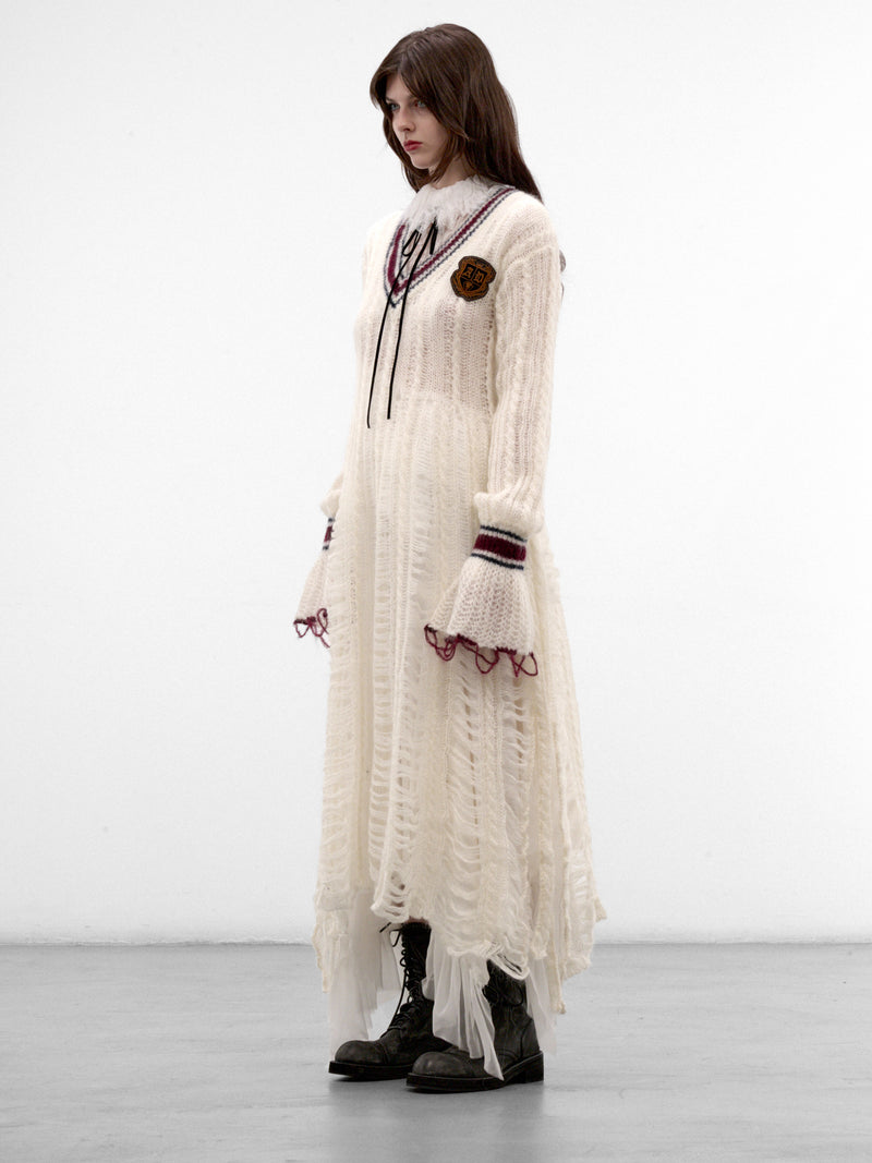 Danna Ladder Stitch Asymmetric Dress (B0014528-KN096-WARM-WHITE)