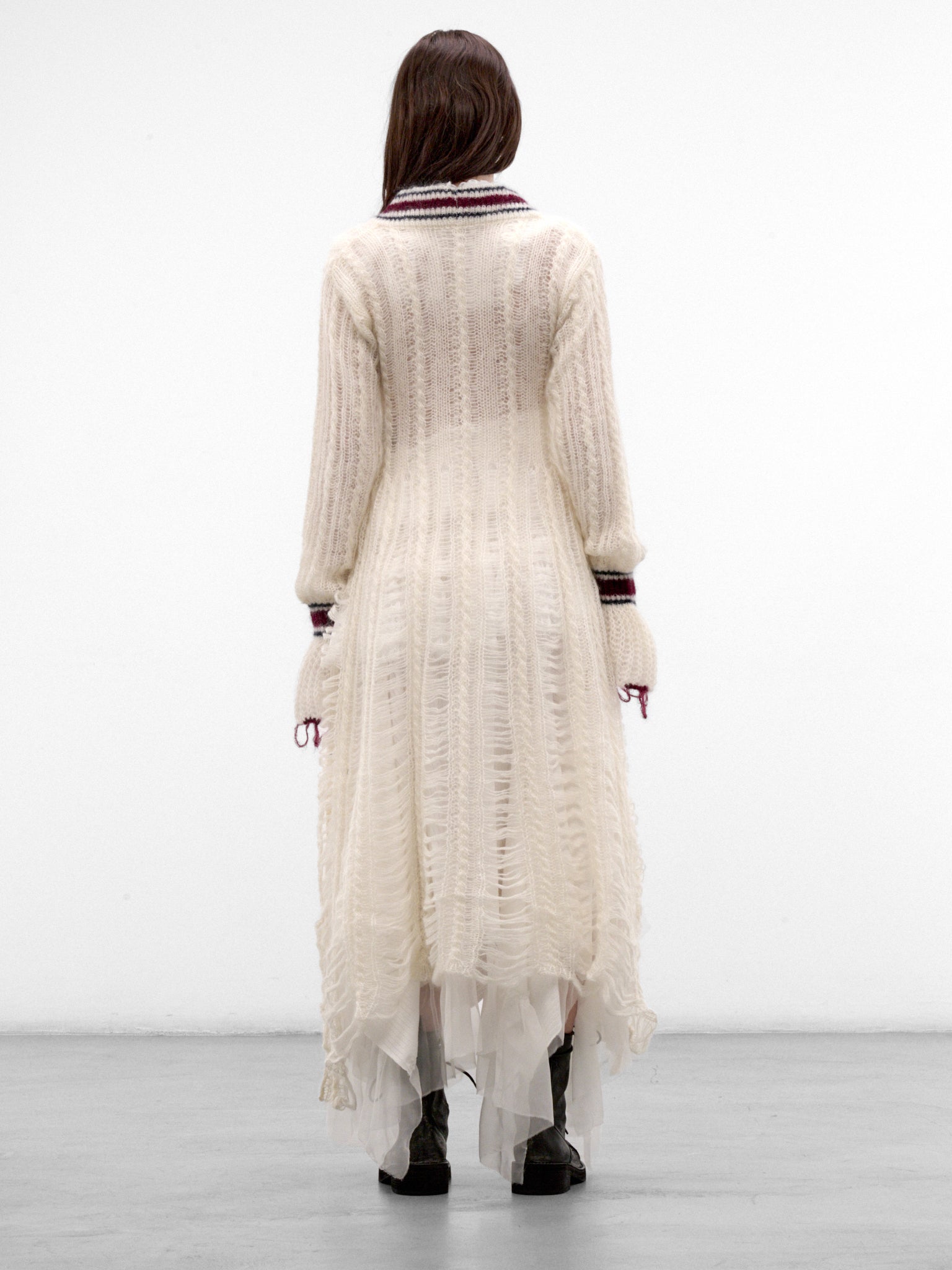 Danna Ladder Stitch Asymmetric Dress (B0014528-KN096-WARM-WHITE)