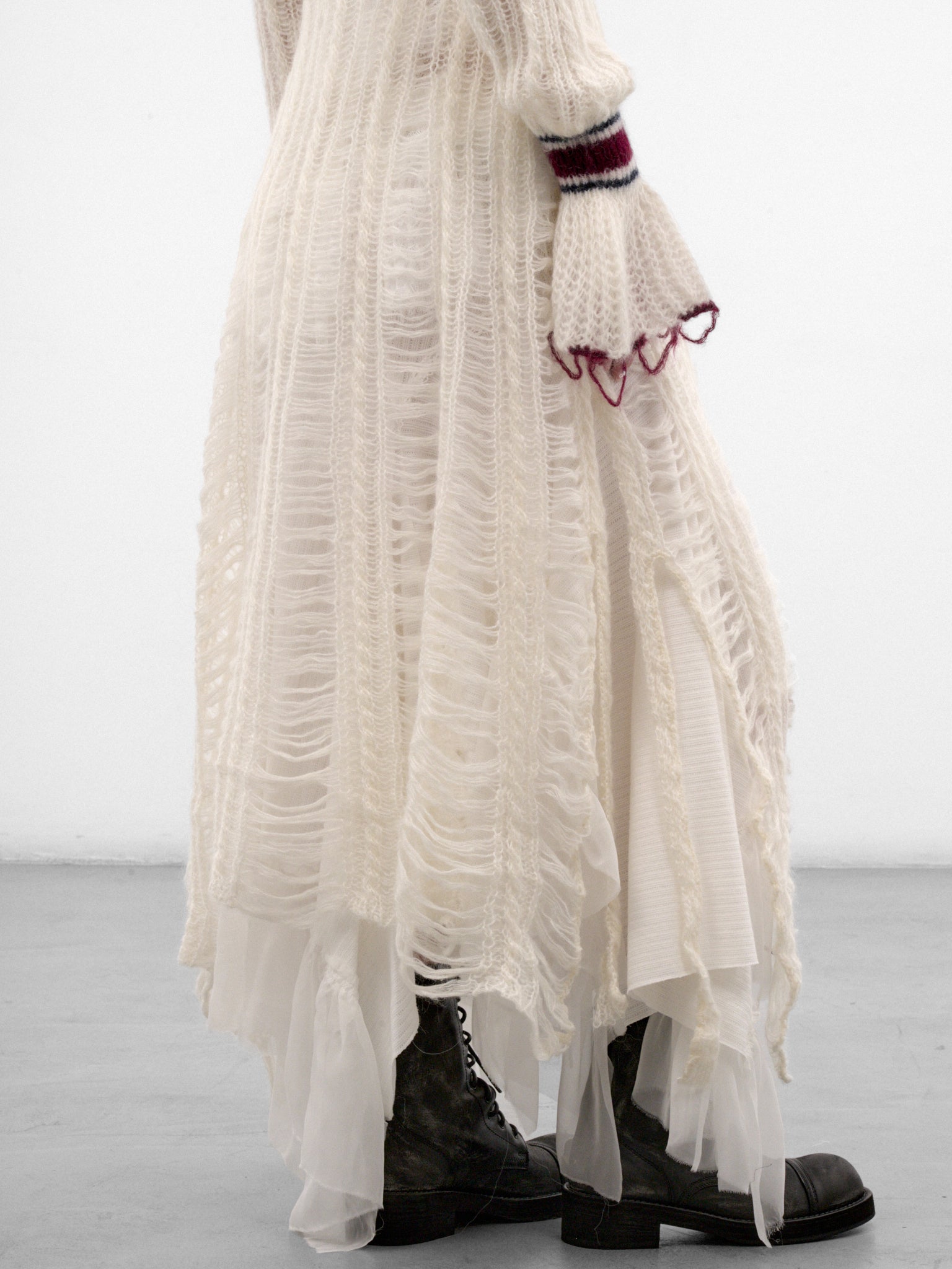 Danna Ladder Stitch Asymmetric Dress (B0014528-KN096-WARM-WHITE)
