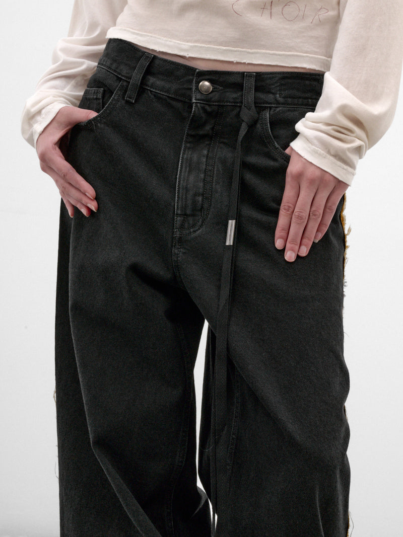 Annela Denim Wide Jeans (B0014555-FA788-FADED-BLACK)