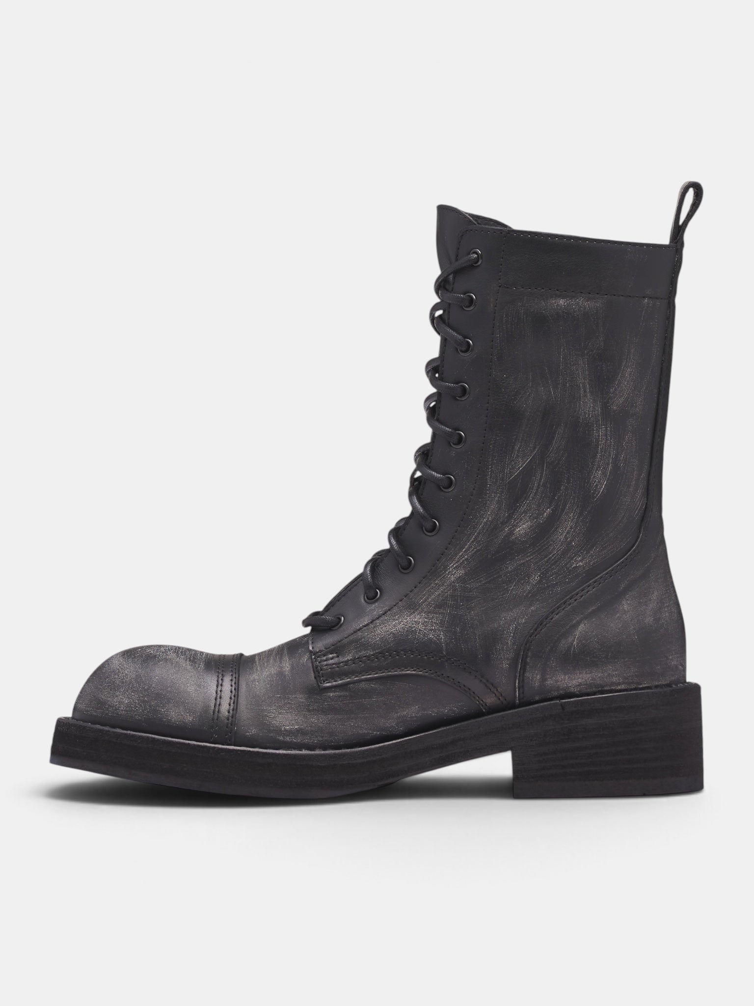 Aric Black Leather Biker Boots (B0014559-LT211-BLACK)